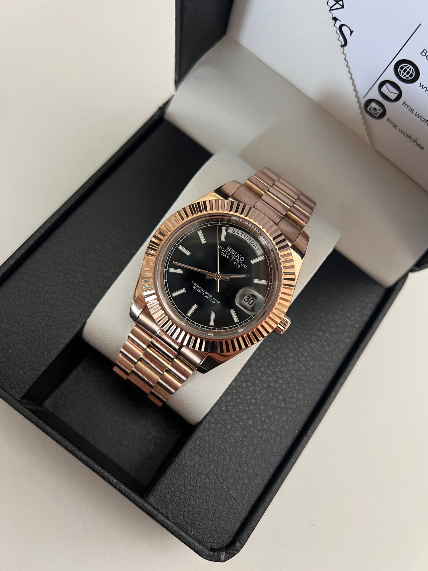 Black DayDate Custom Seiko Mod 39MM