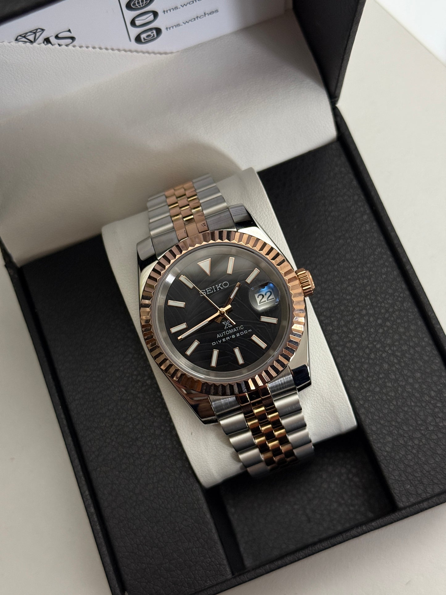 Black Palm Two-Tone Datejust Custom Seiko Mod