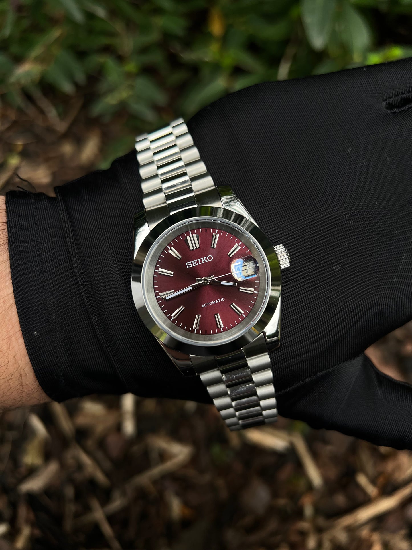 Maroon DateJust Custom Seiko Mod