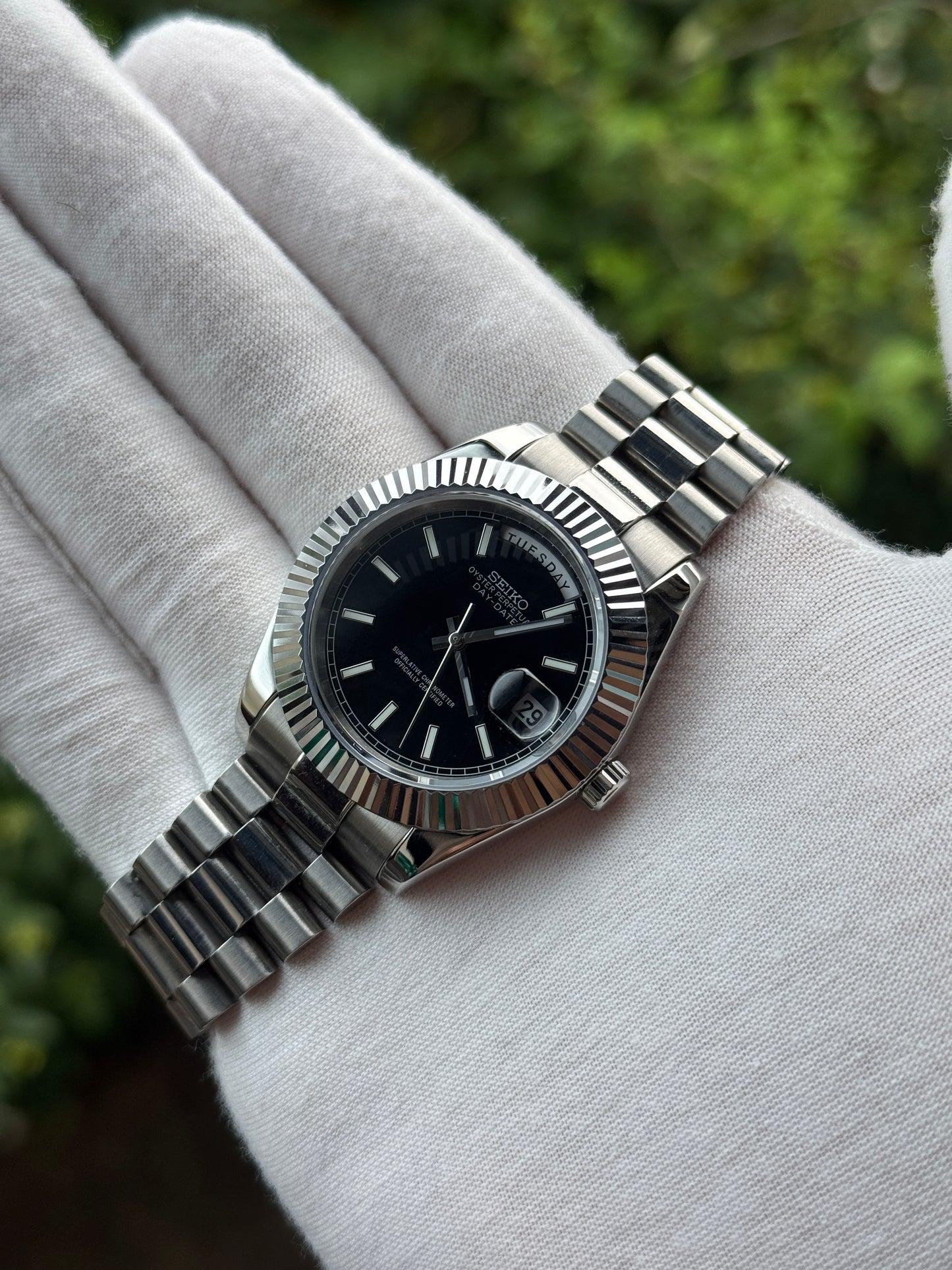 Black DayDate Presidential Custom Seiko Mod 39MM