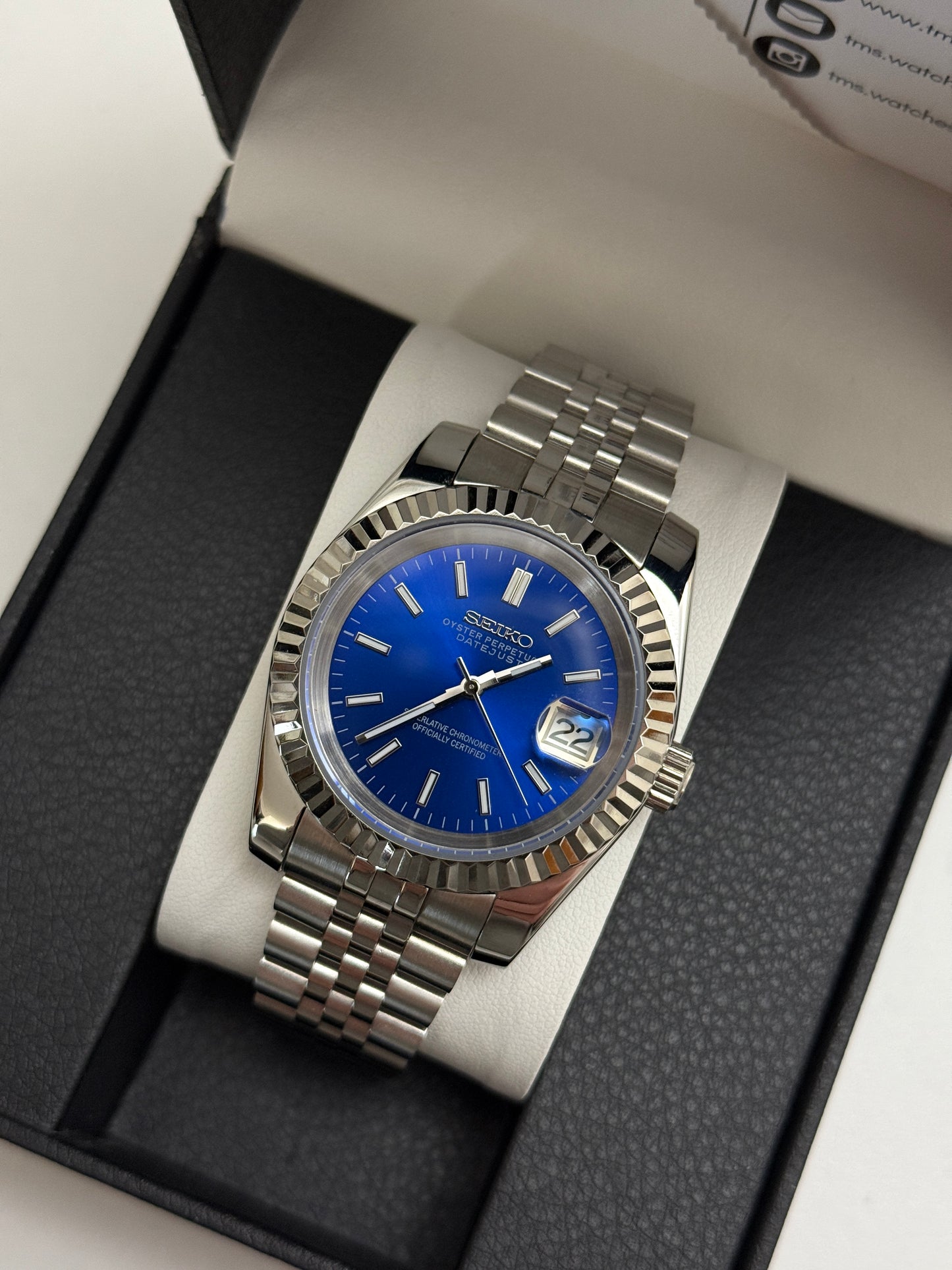 Blue Sunburst DateJust Custom Seiko Mod