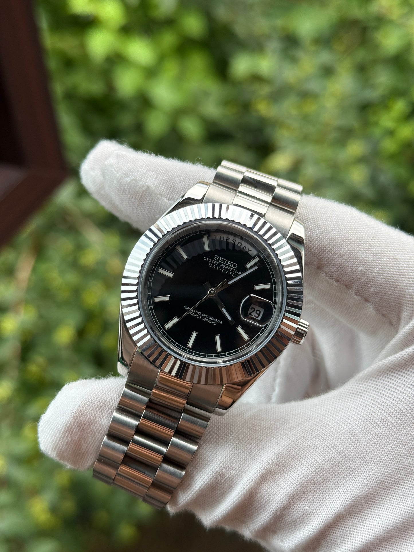 Black DayDate Presidential Custom Seiko Mod 39MM