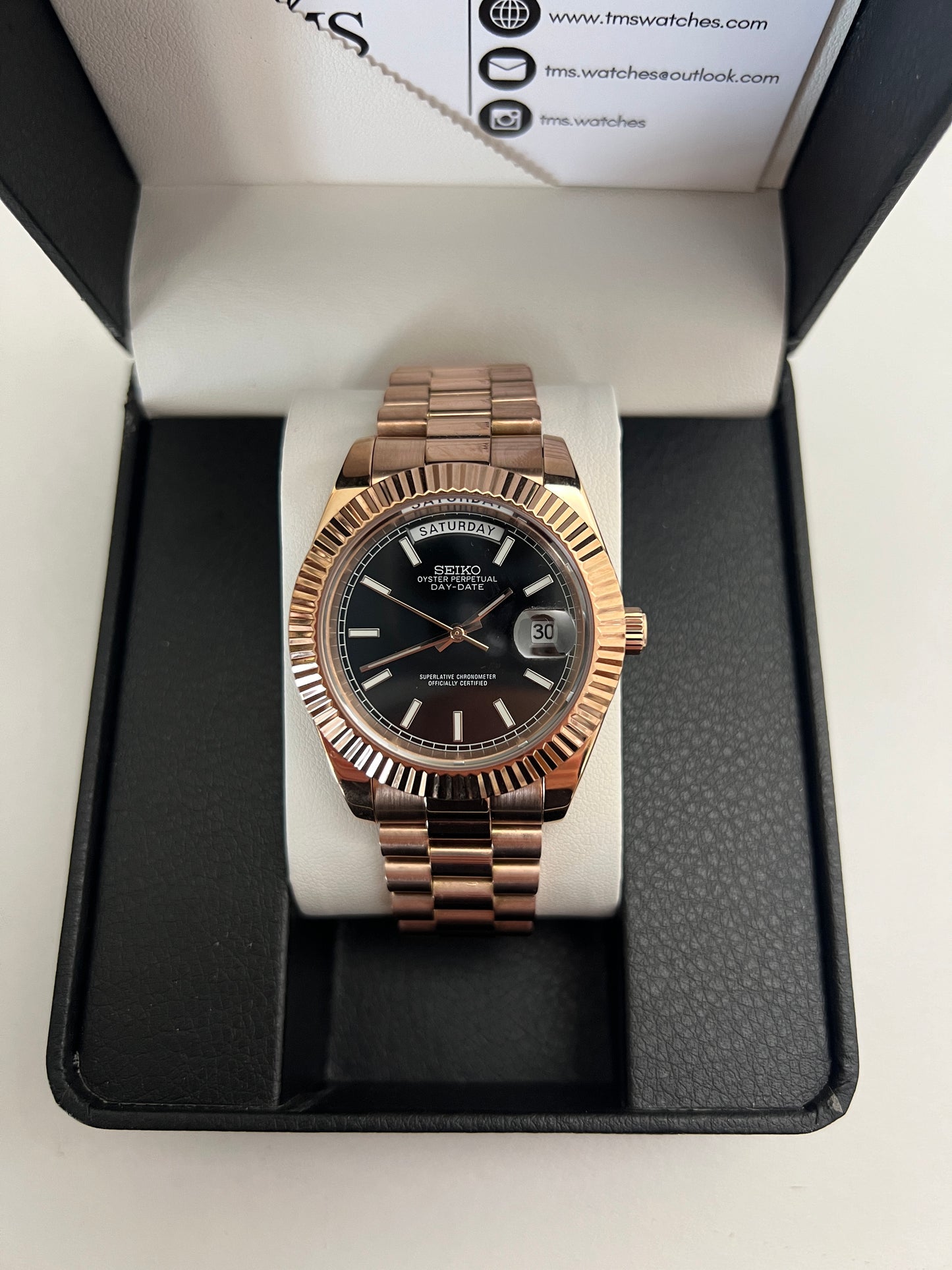 Black DayDate Custom Seiko Mod 39MM