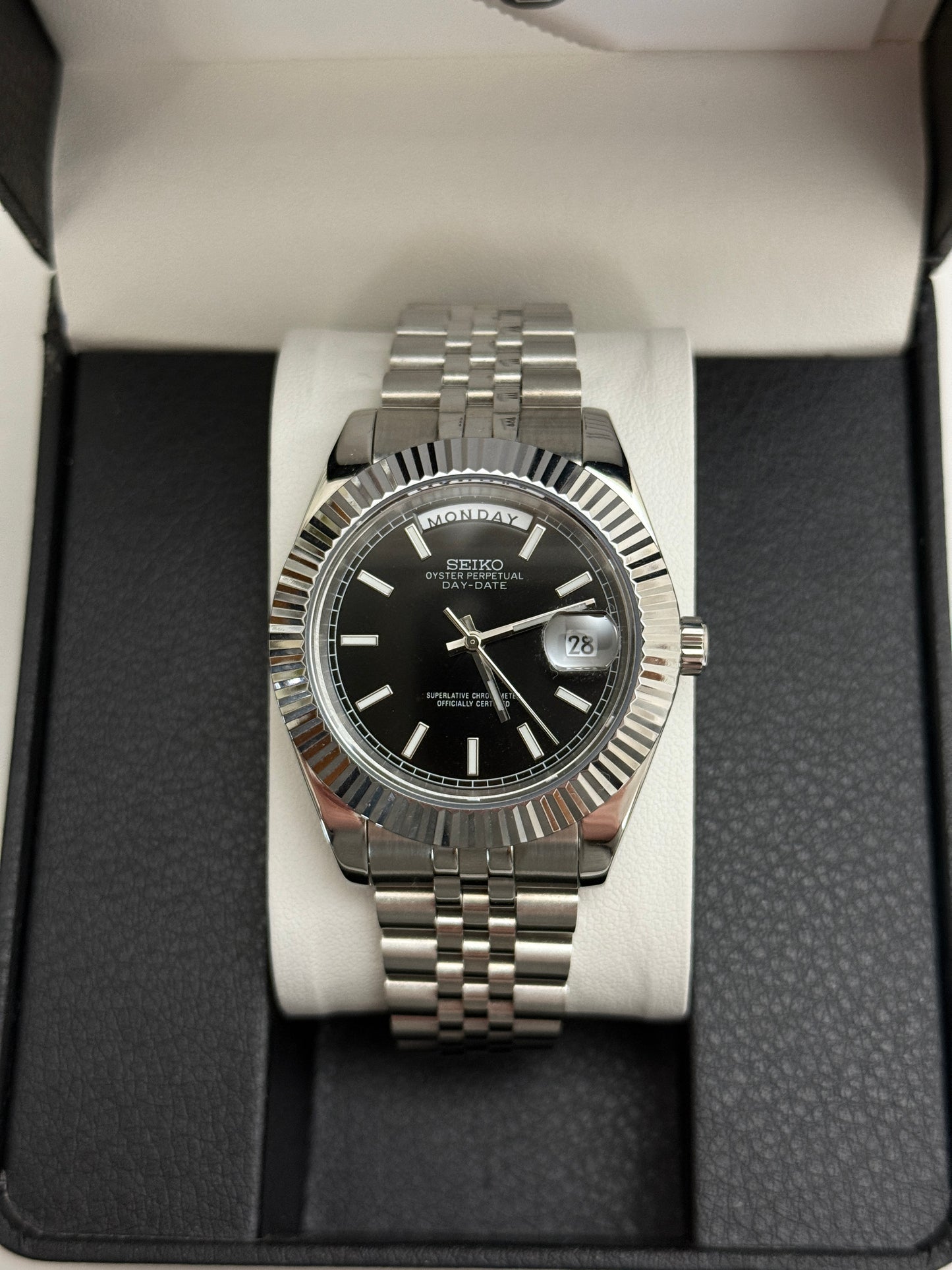 Black DayDate Custom Seiko Mod 39MM