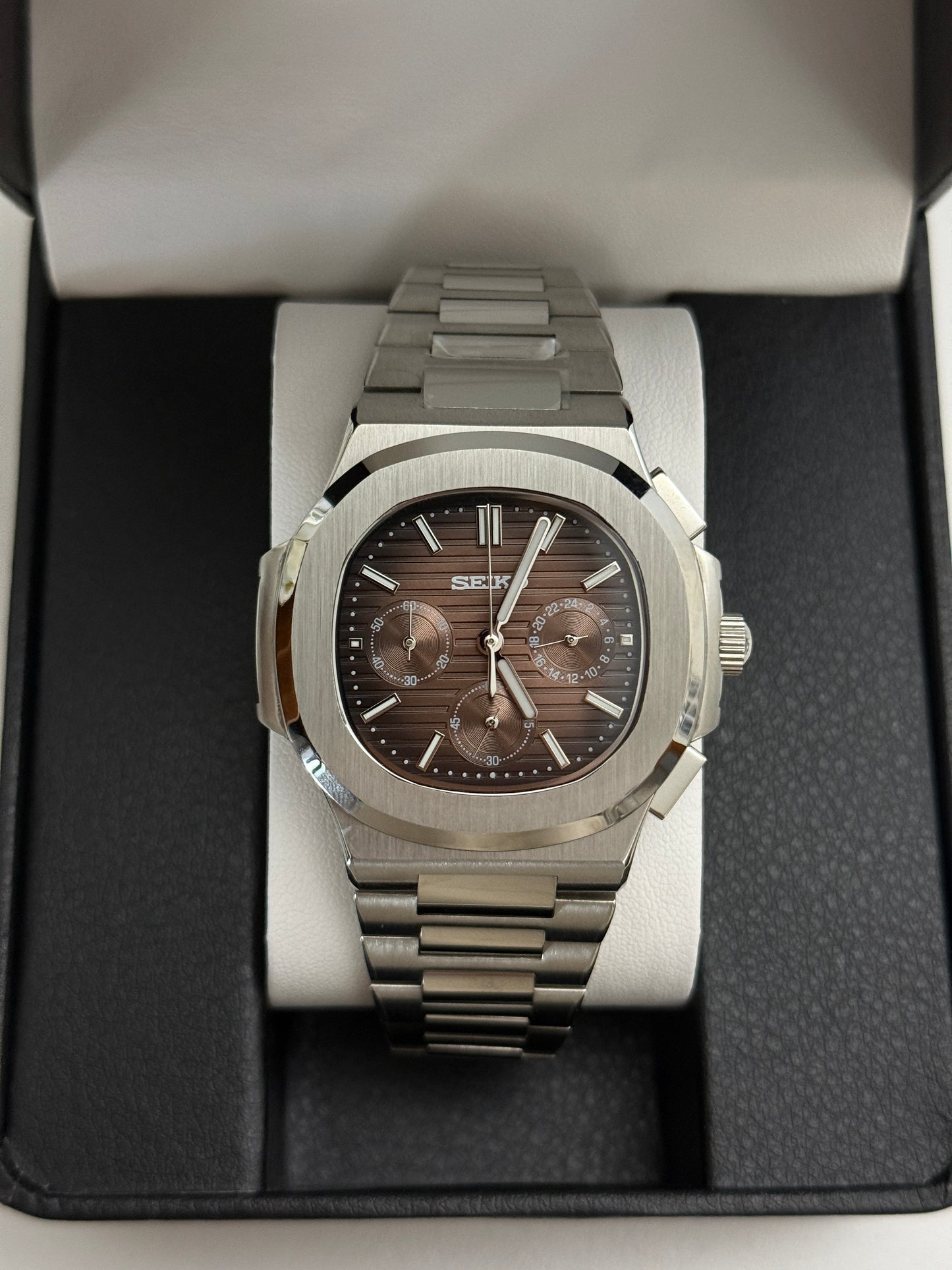 Brown Nautilus Custom Seiko Mod Quartz