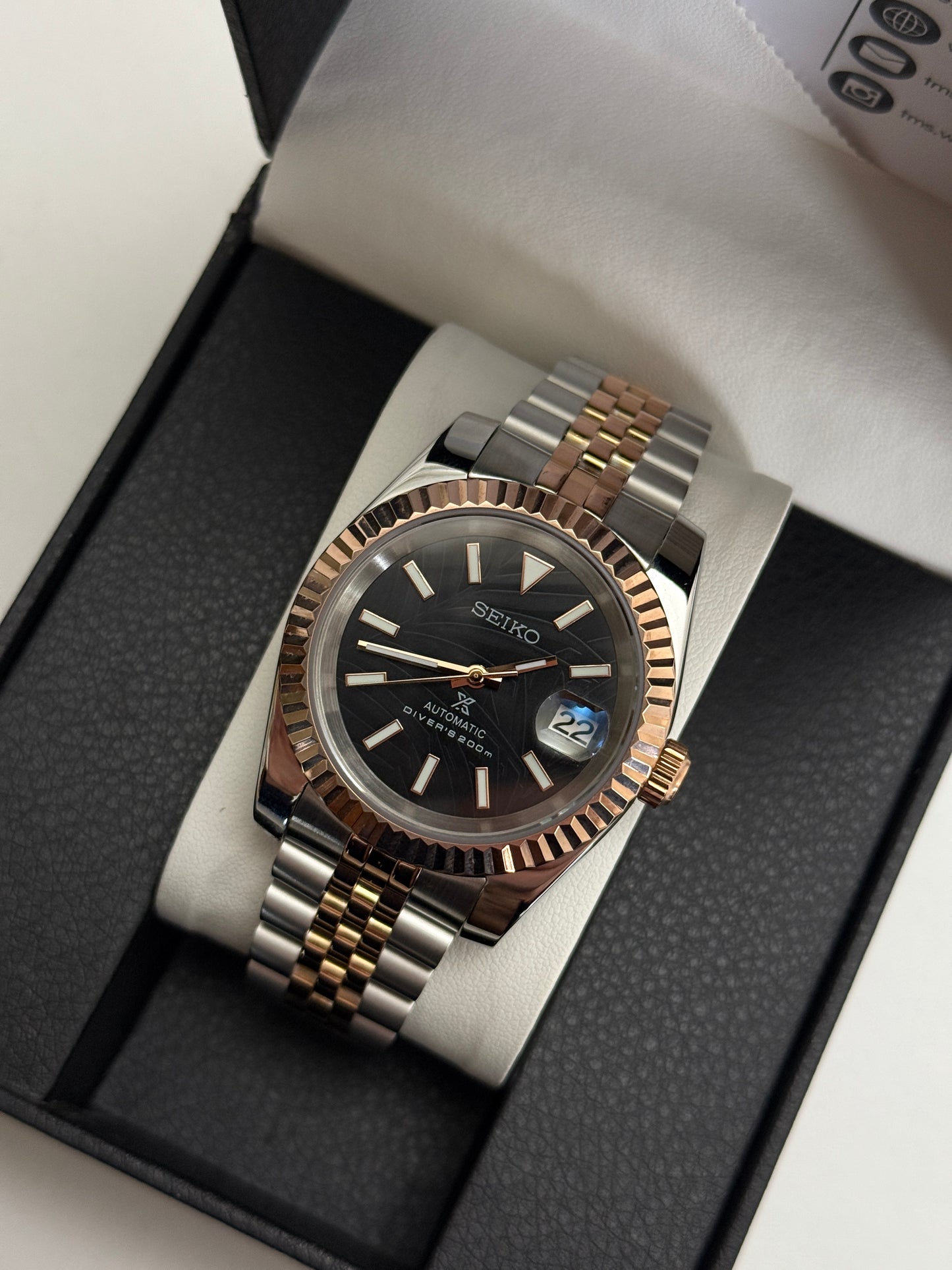Black Palm Two-Tone Datejust Custom Seiko Mod