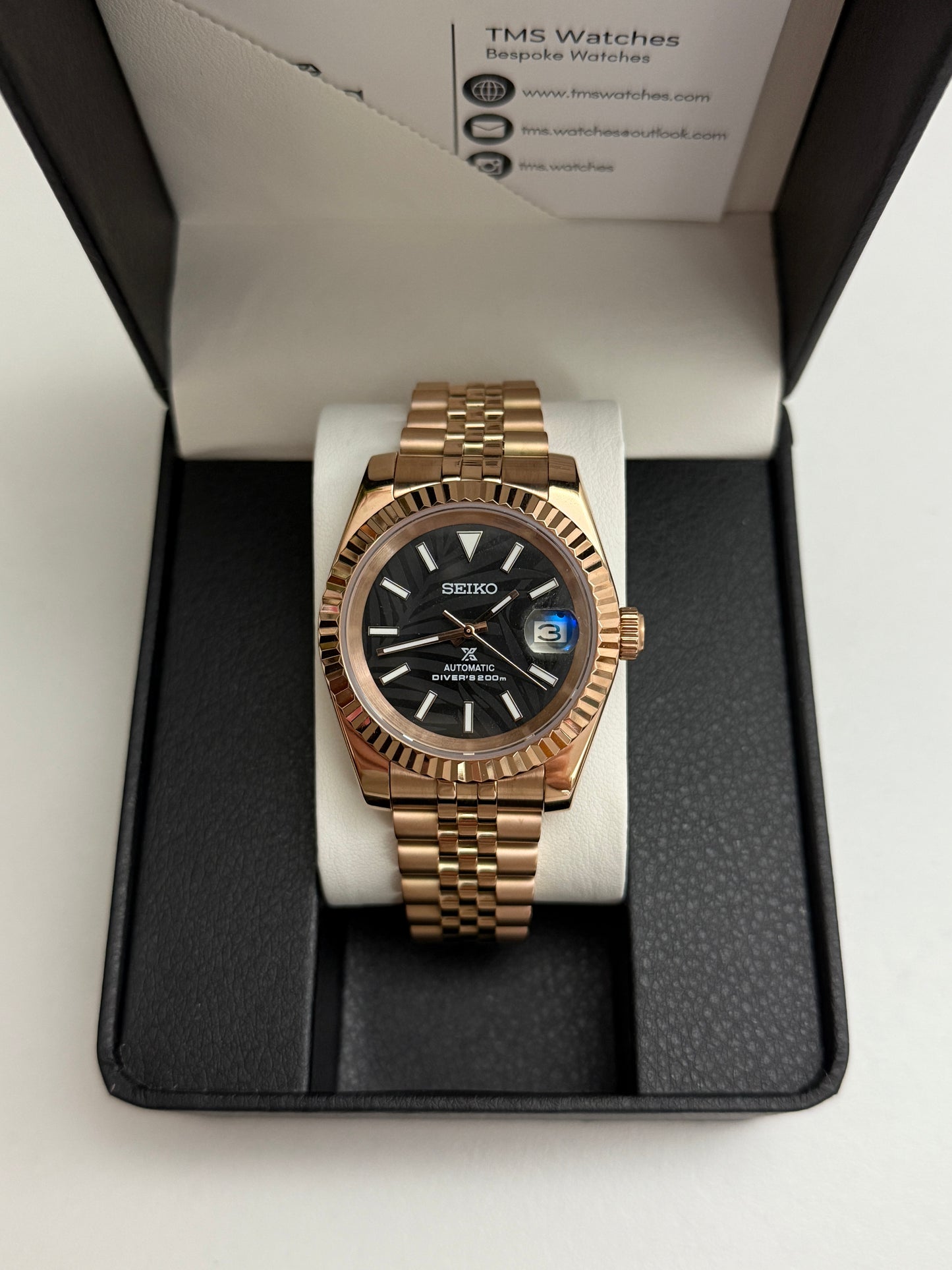 Rose Gold Palm Datejust Custom Seiko Mod