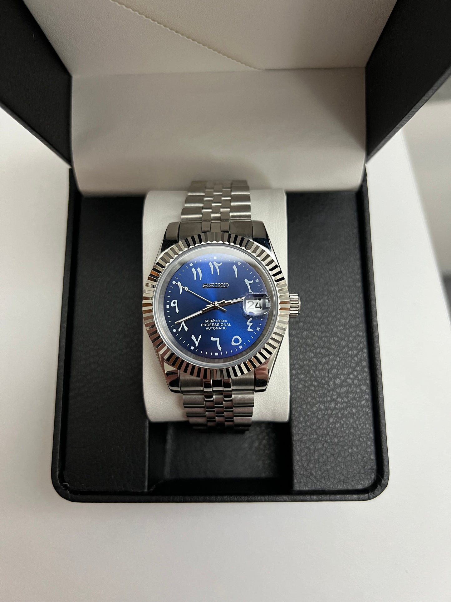 Royal Blue Arabic Datejust Custom Seiko Mod
