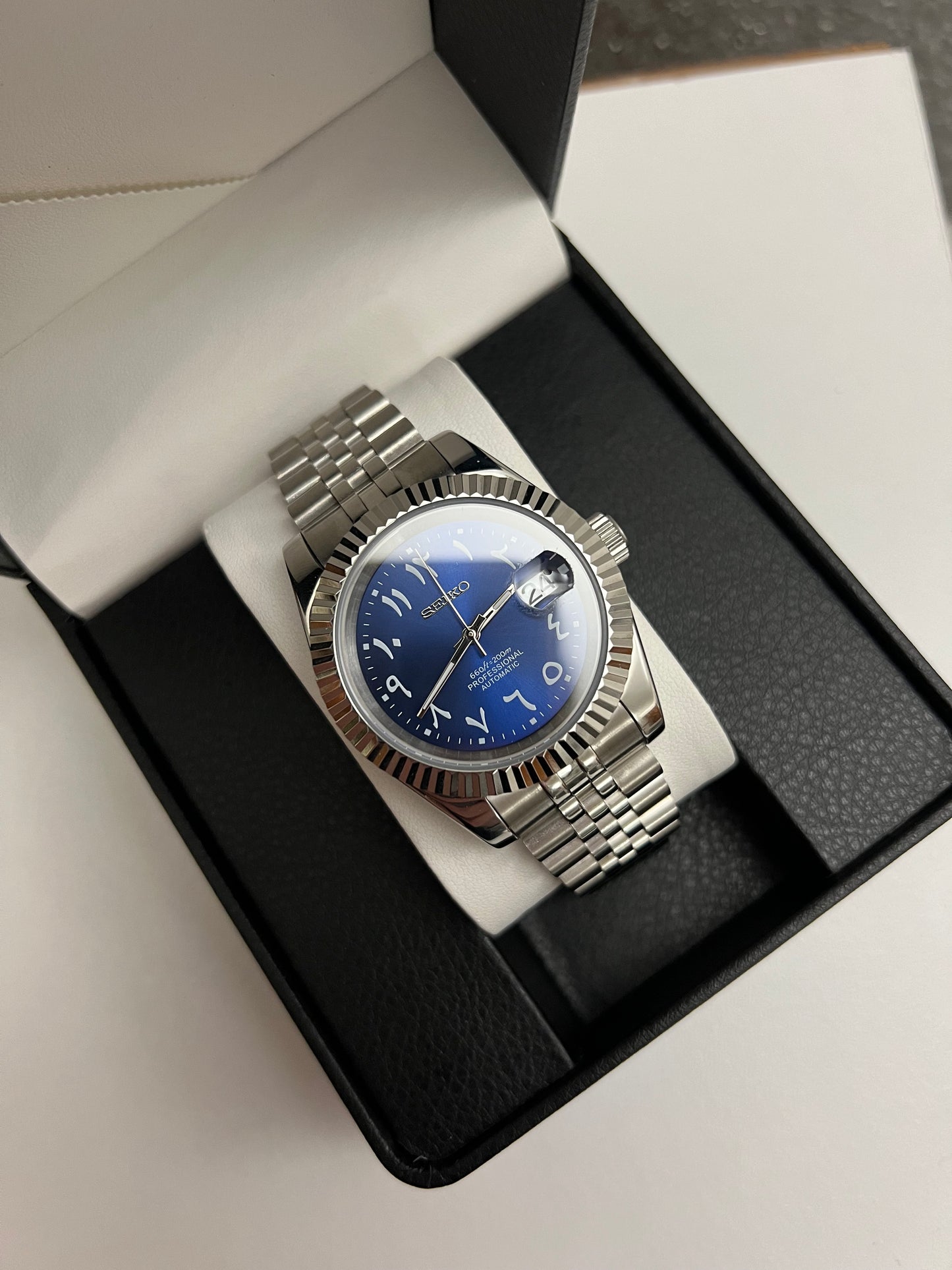 Royal Blue Arabic Datejust Custom Seiko Mod
