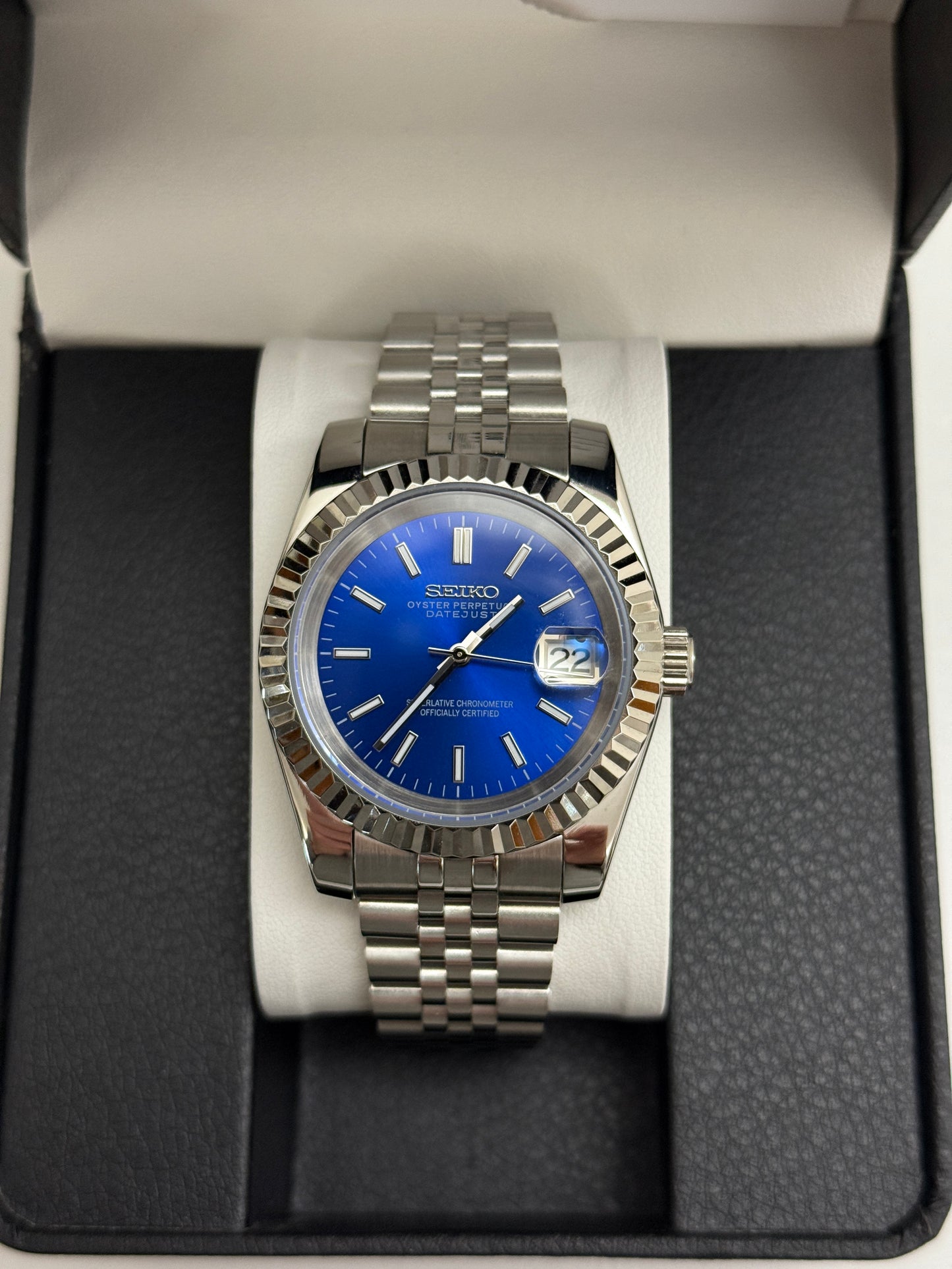 Blue Sunburst DateJust Custom Seiko Mod