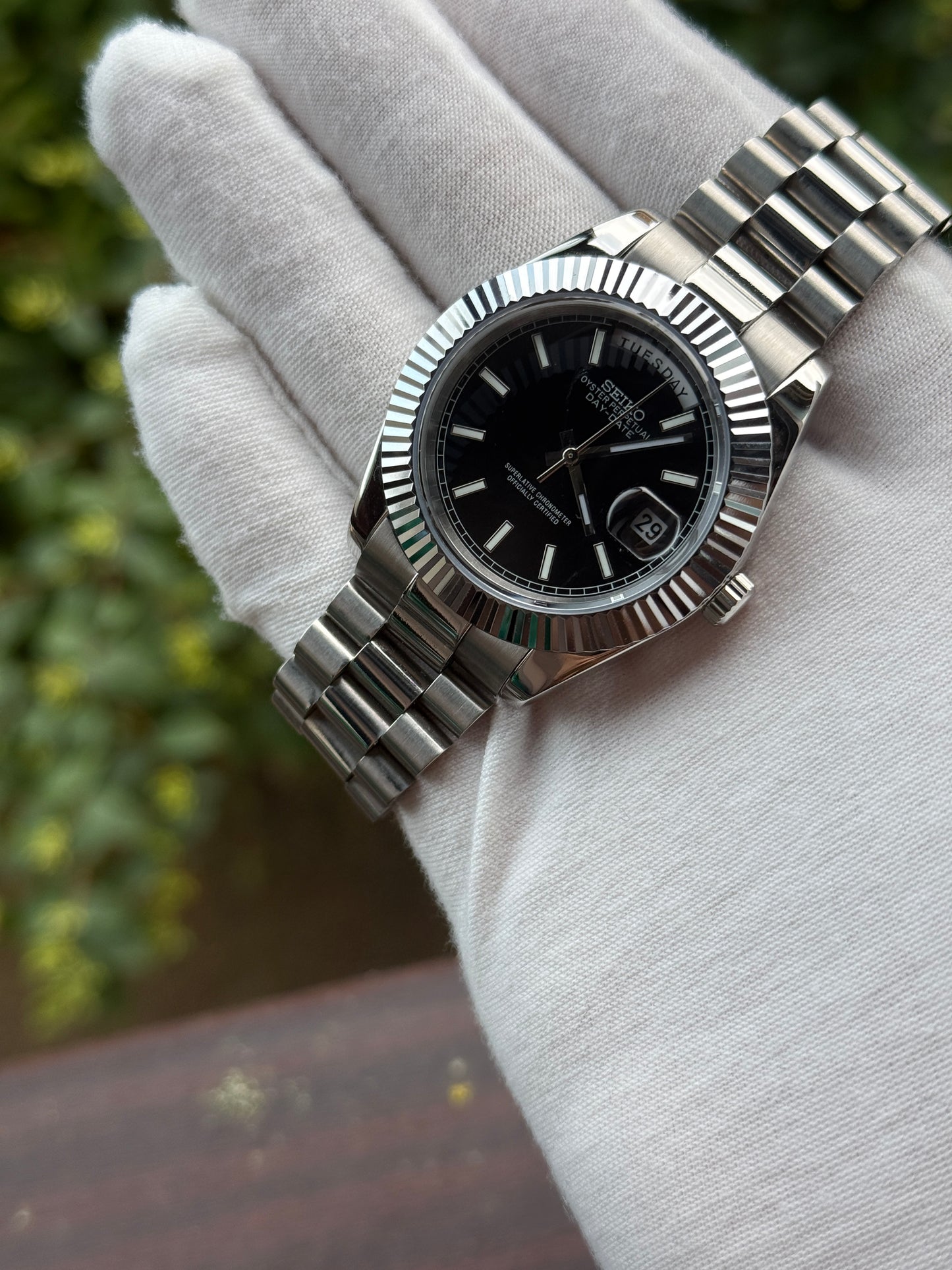 Black DayDate Presidential Custom Seiko Mod 39MM