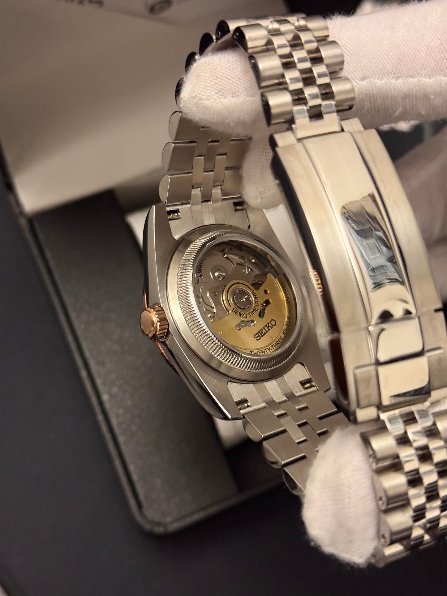 Chocolate diamond sunburst Datejust Custom Seiko Mod