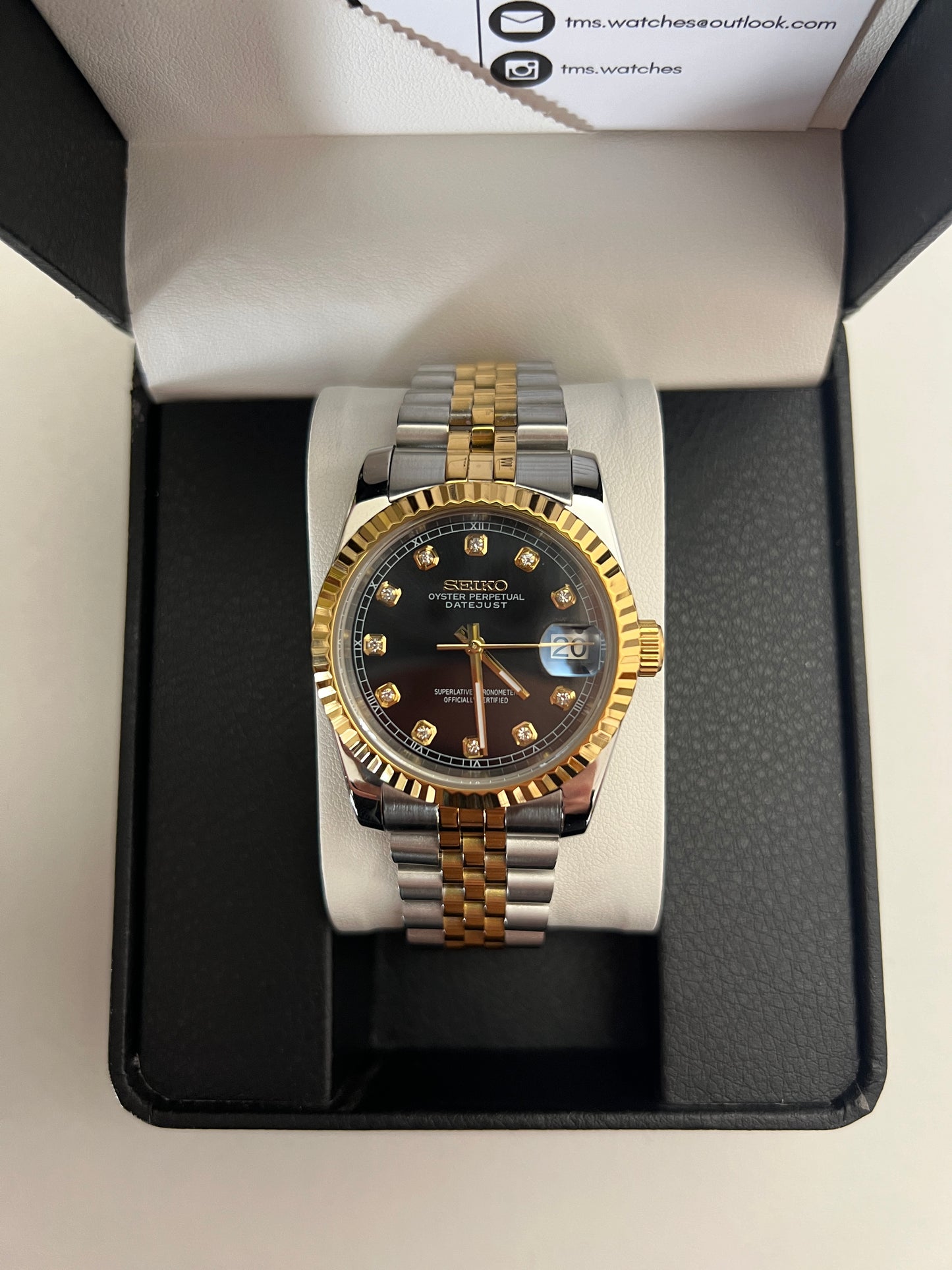 Black Diamond Datejust Custom Seiko Mod