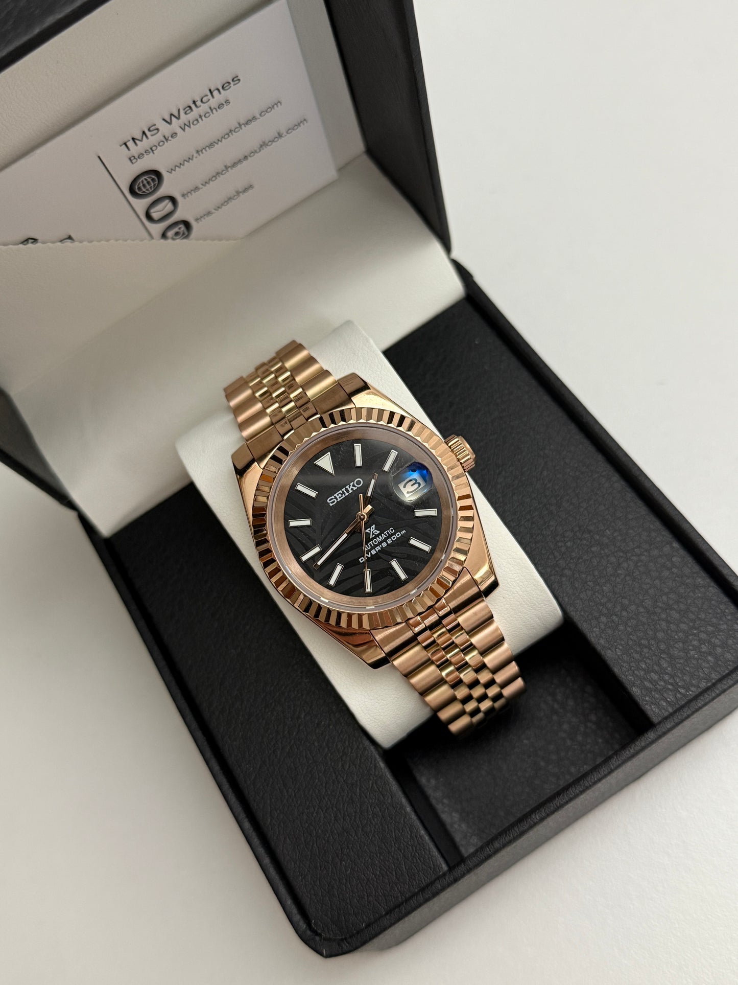Rose Gold Palm Datejust Custom Seiko Mod