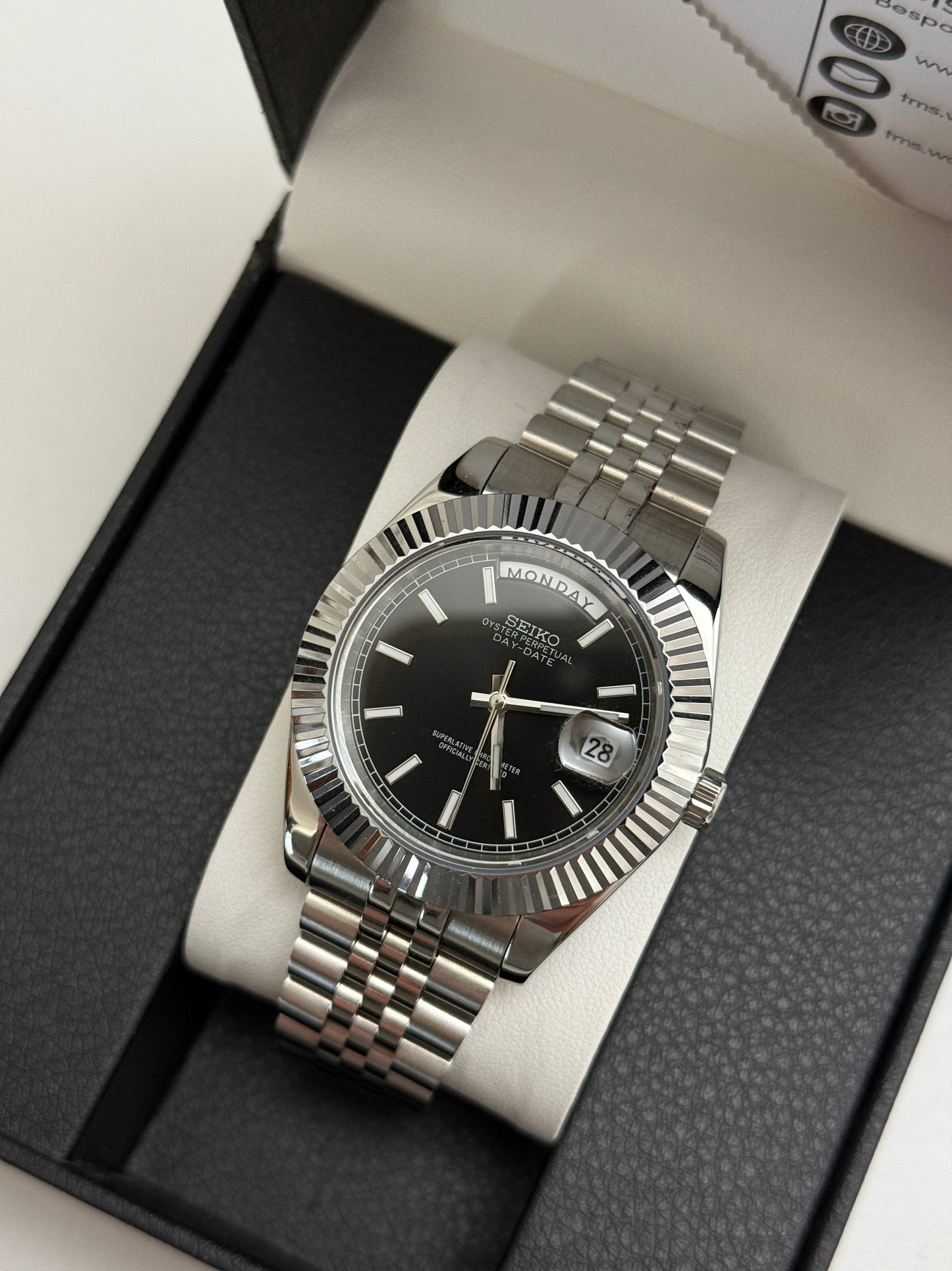 Black DayDate Custom Seiko Mod 39MM