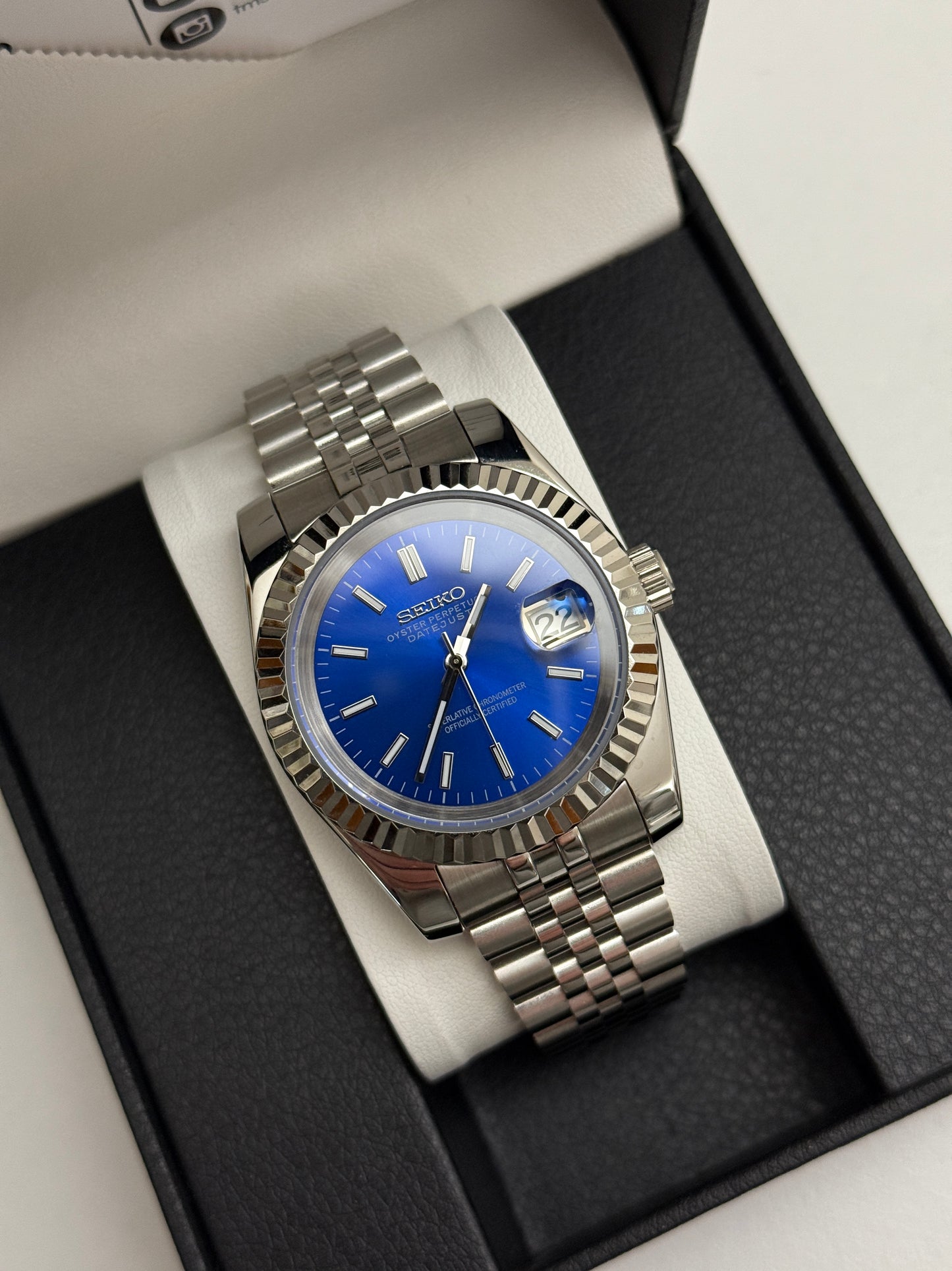 Blue Sunburst DateJust Custom Seiko Mod