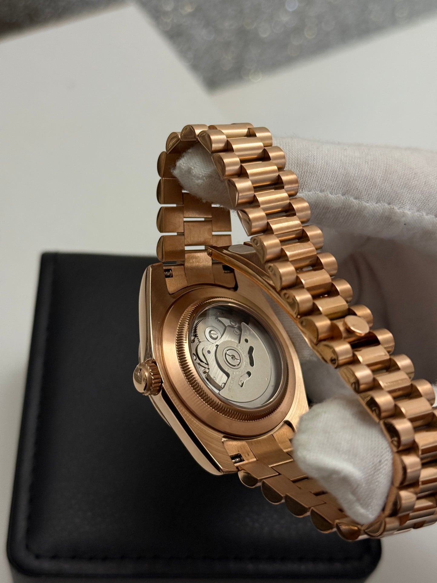 Rose Gold Green Roman DateJust Custom Seiko Mod