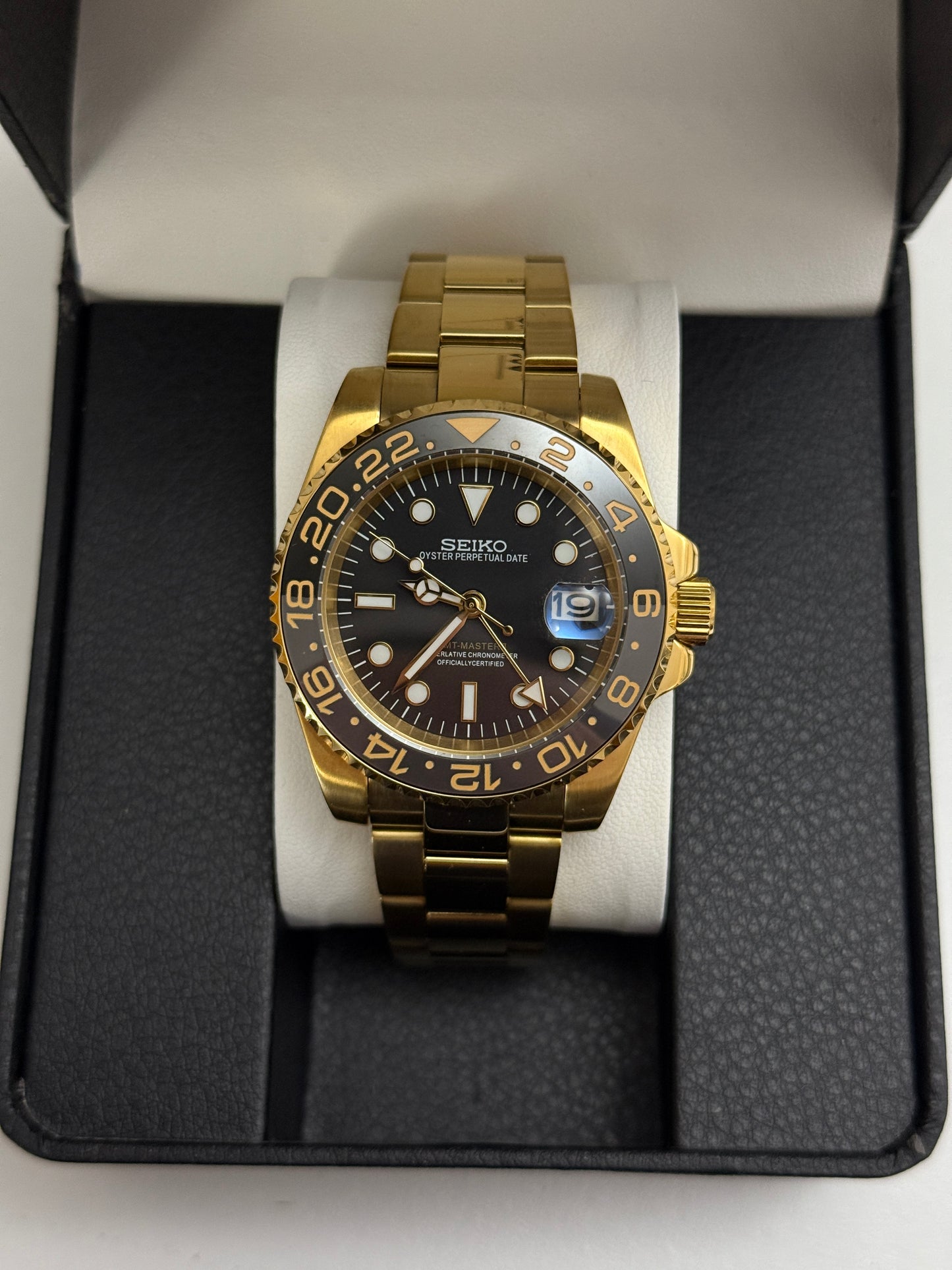 Black Gold And Grey GMT Custom Seiko Mod