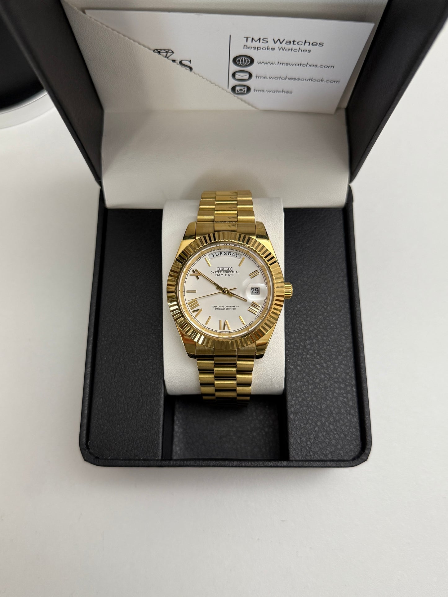 Gold Roman DayDate Custom Seiko Mod