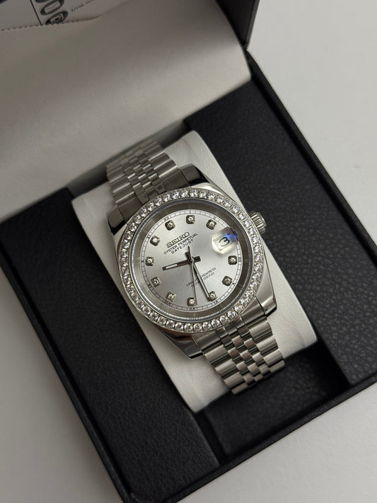 White Diamond Datejust 39mm Custom Seiko Mod