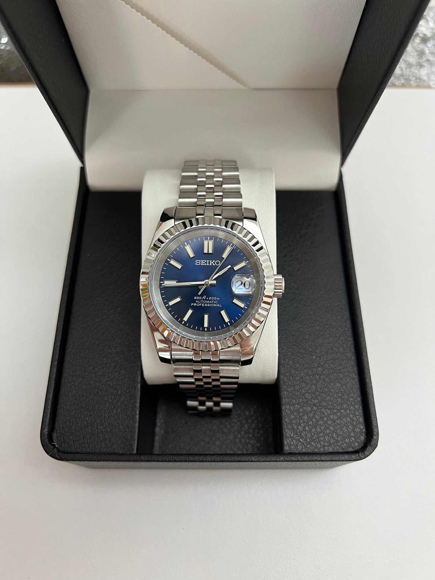 Royal Blue Sunburst Datejust Custom Seiko Mod