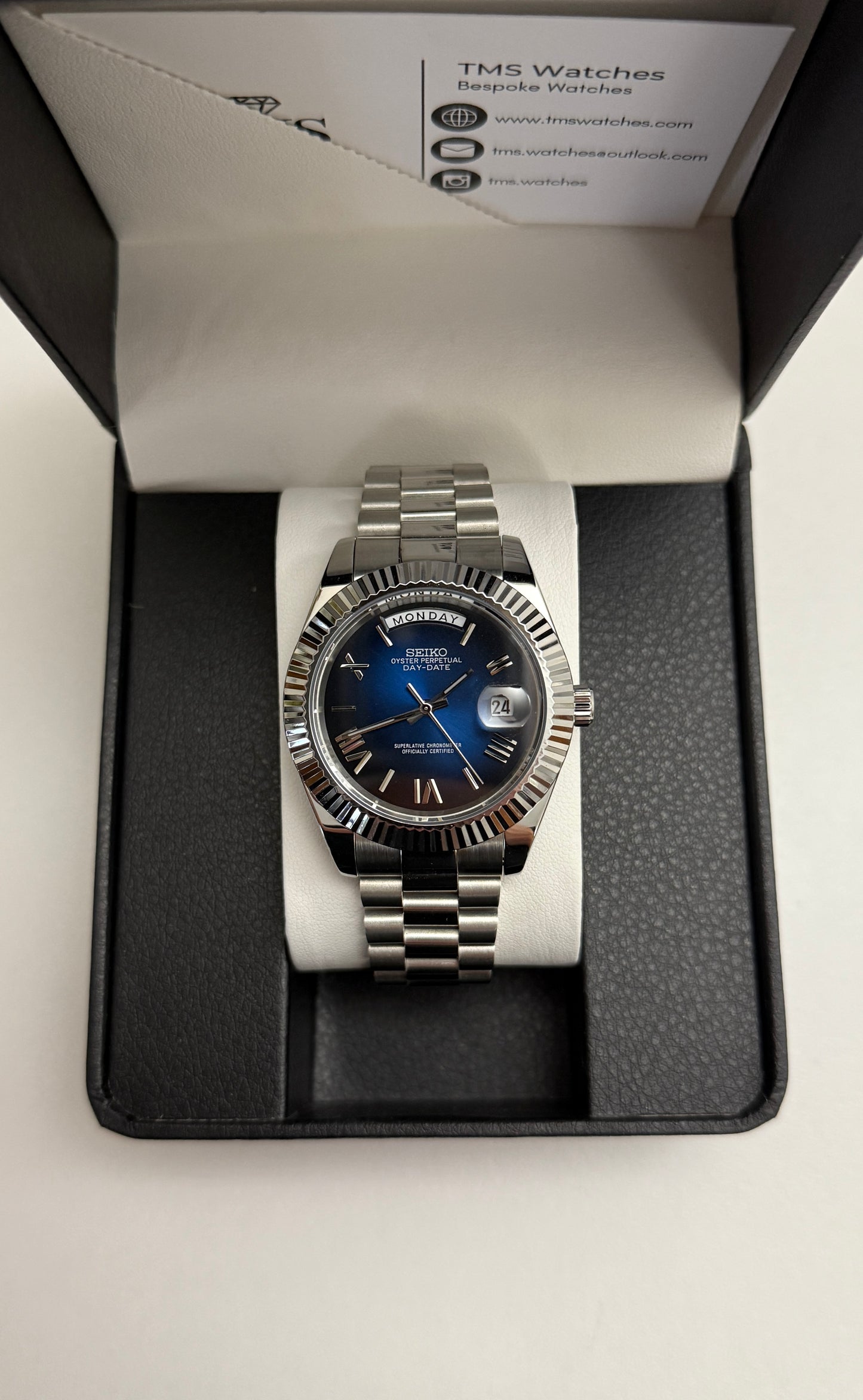 Blue DayDate Custom Seiko Mod 39MM