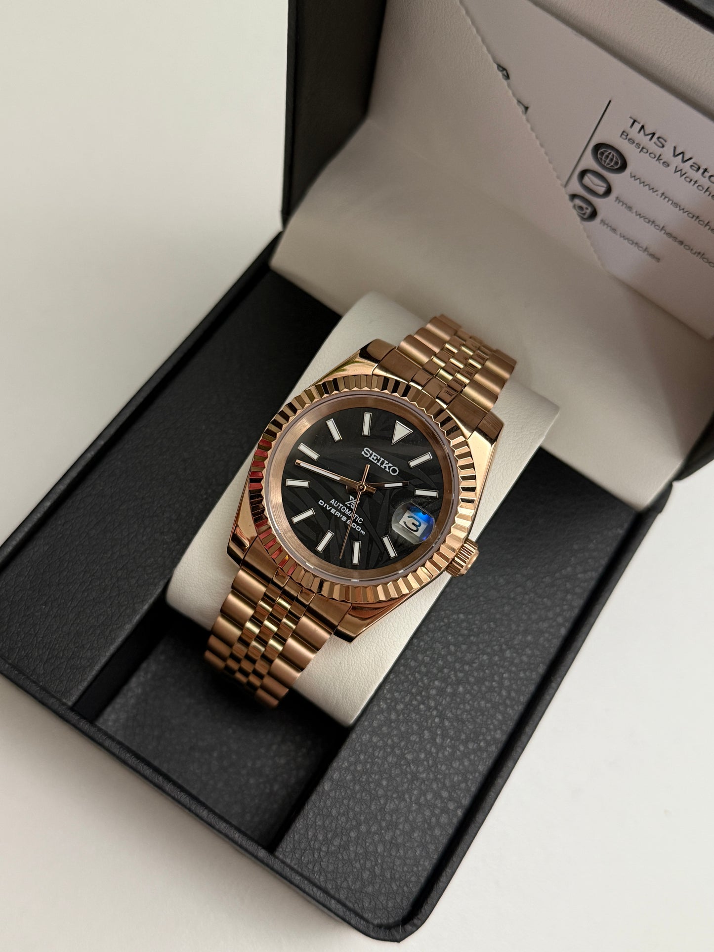 Rose Gold Palm Datejust Custom Seiko Mod