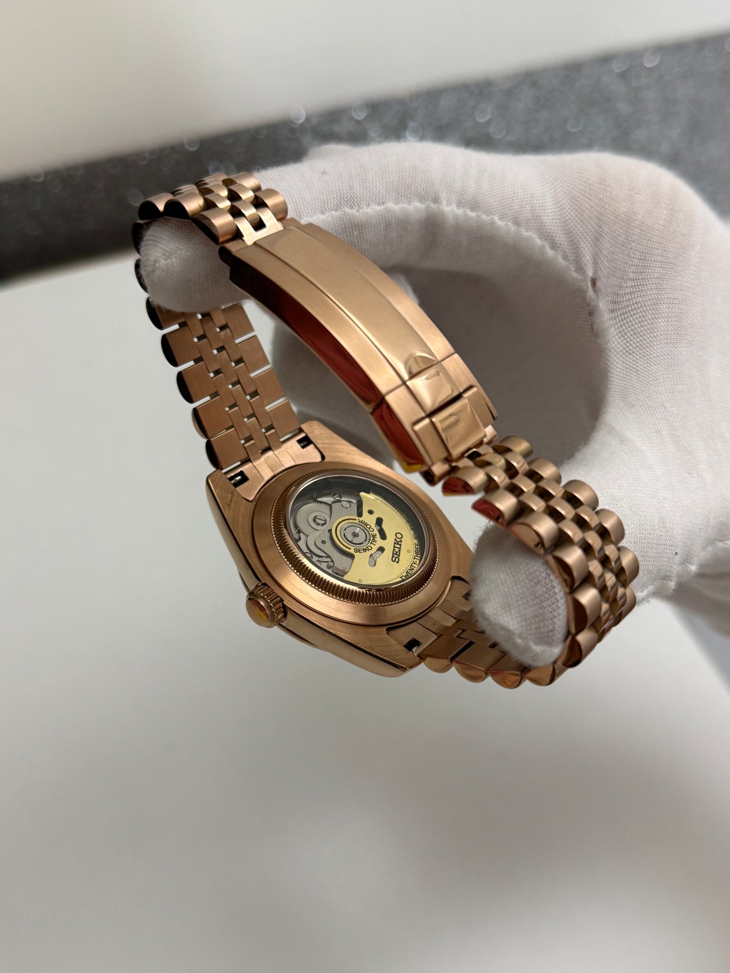 Rose Gold Palm Datejust Custom Seiko Mod