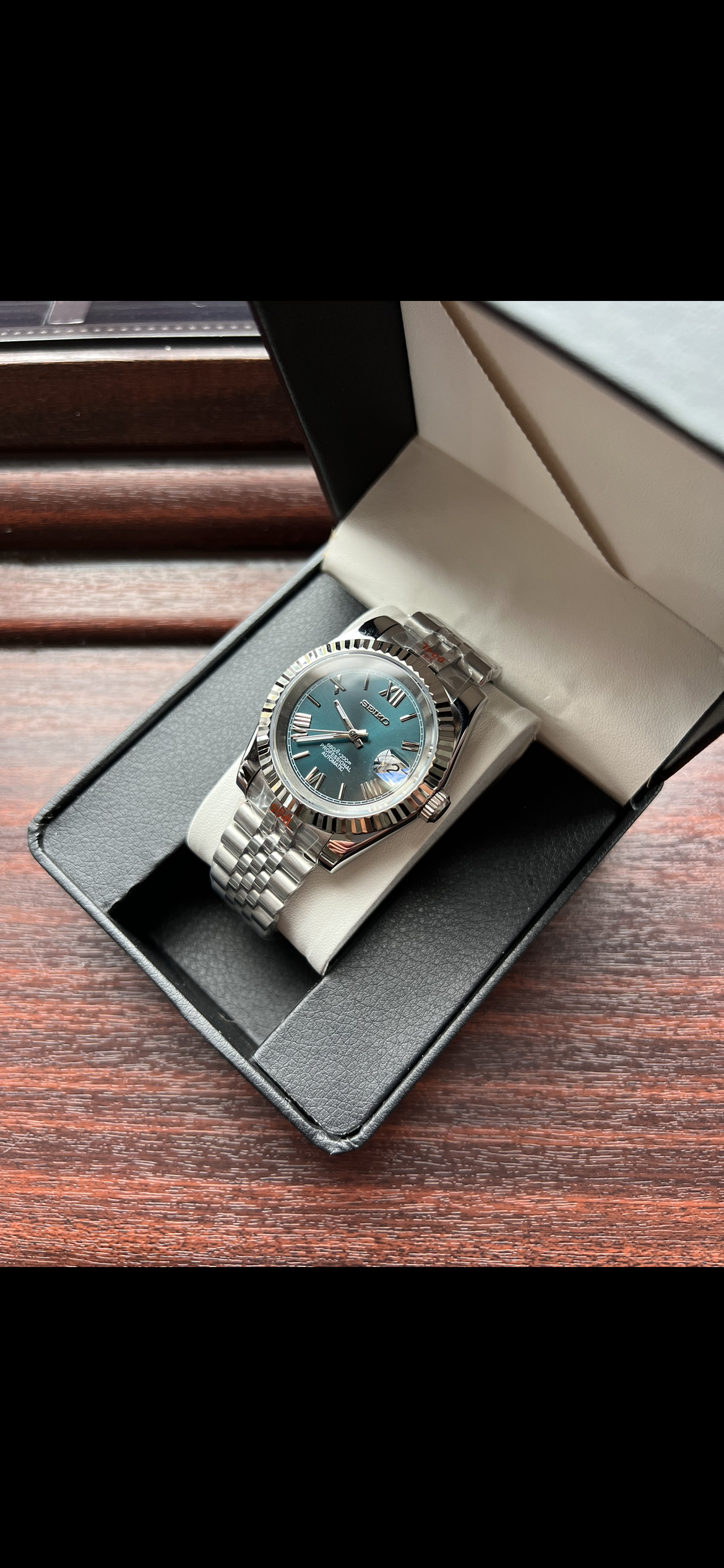Teal Roman Datejust Custom Seiko Mod