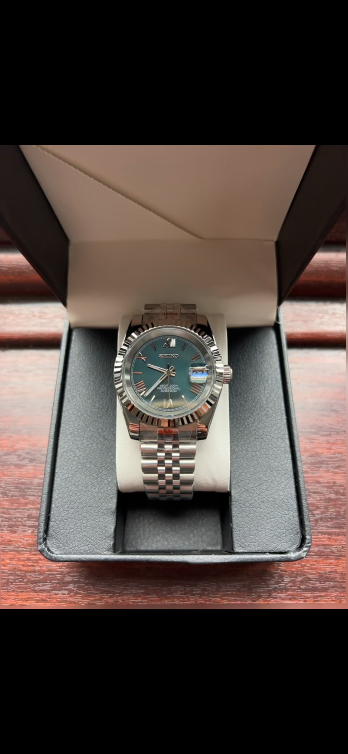 Teal Roman Datejust Custom Seiko Mod