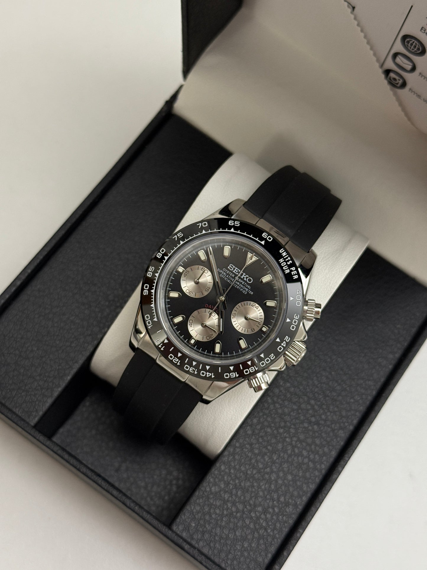 Black Seiko Daytona Custom Seiko Mod (VK63)