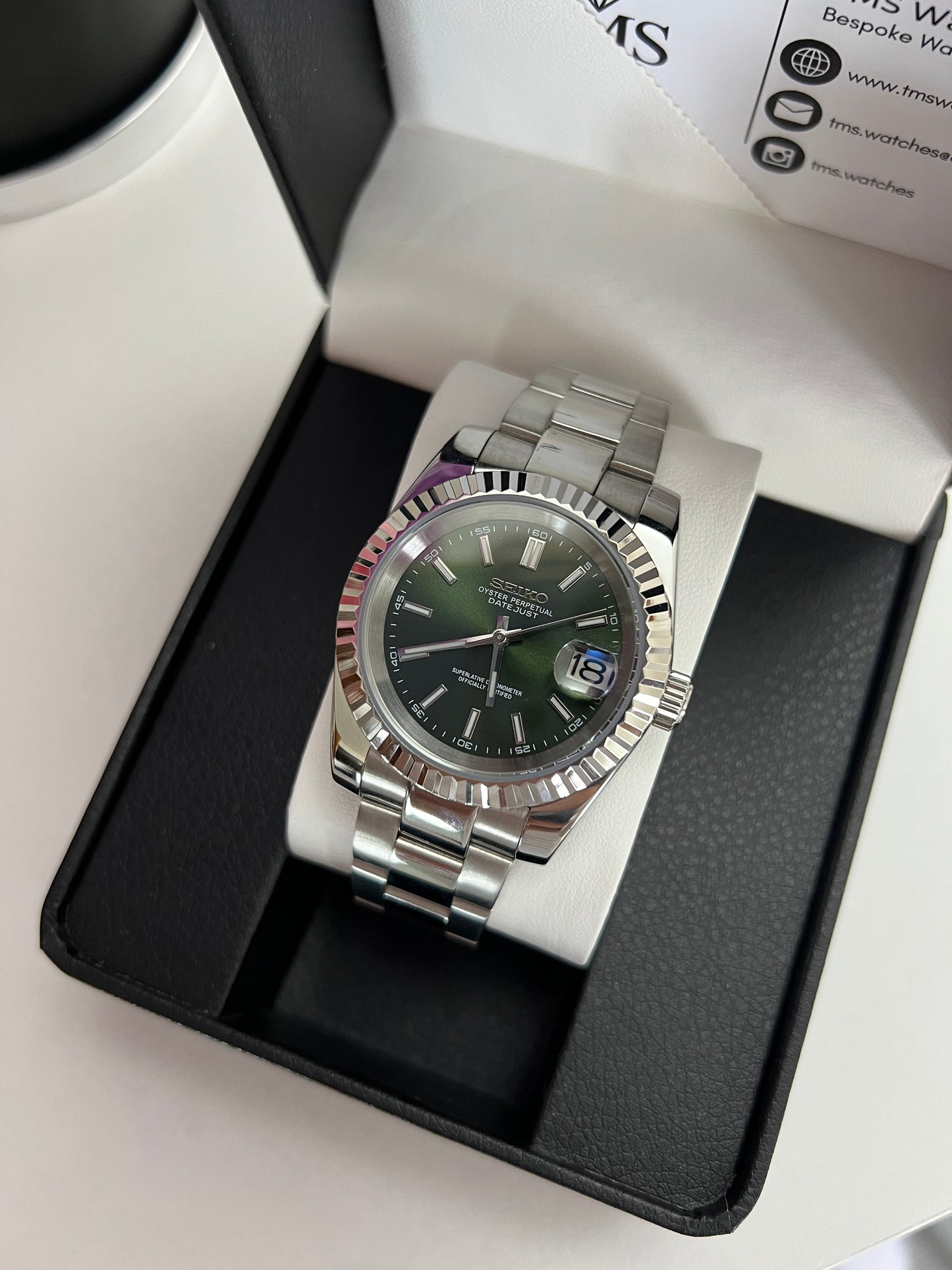 Green Sunburst Datejust Custom Seiko Mod