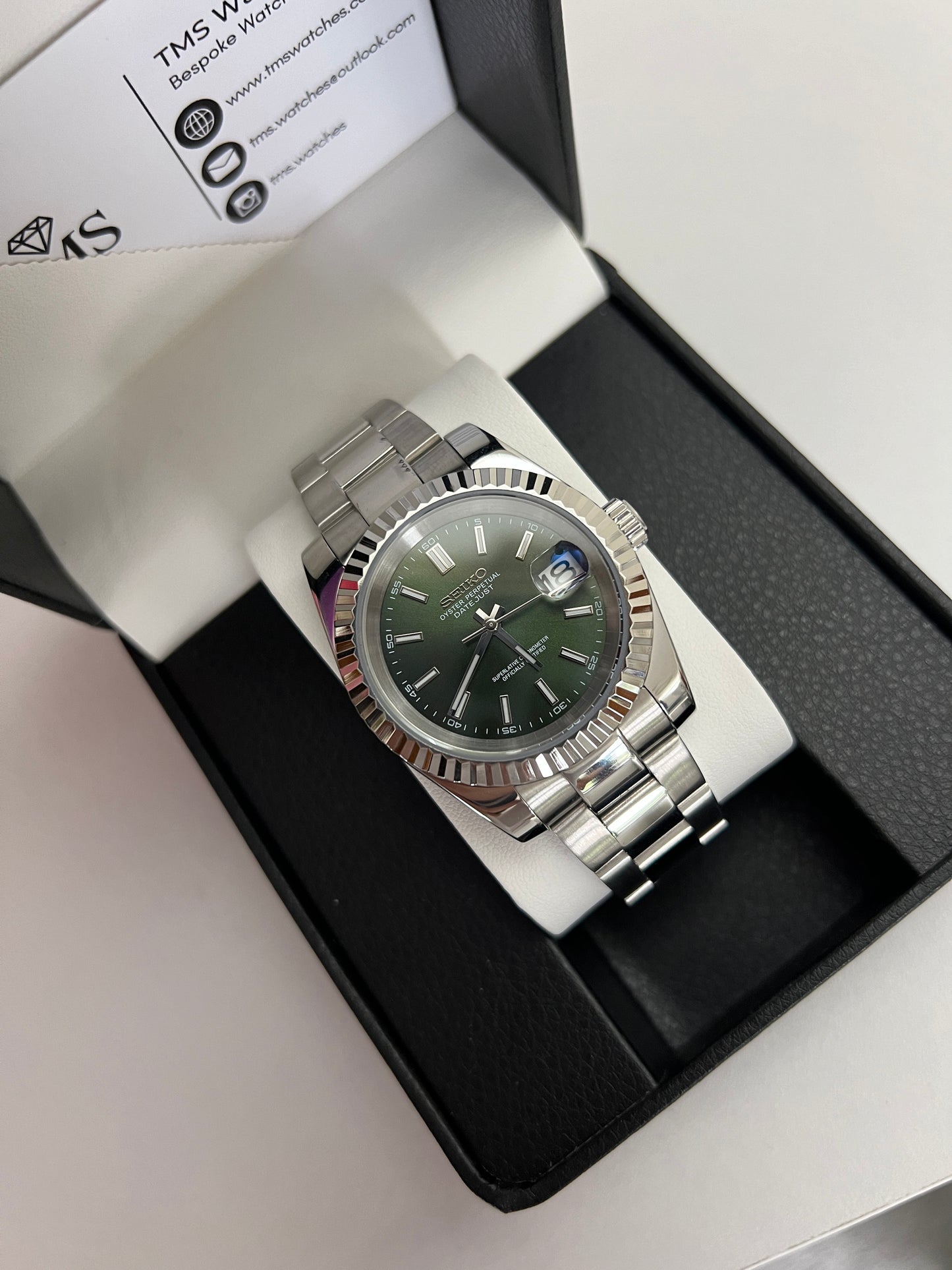 Green Sunburst Datejust Custom Seiko Mod
