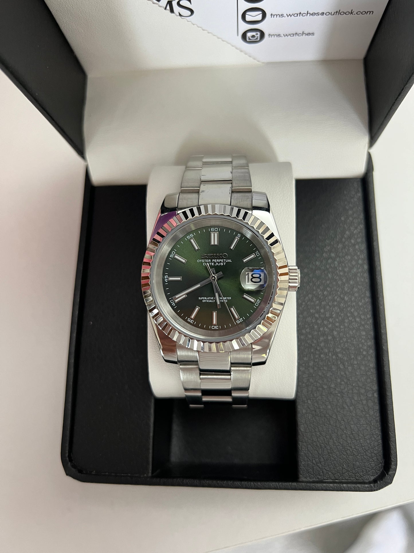 Green Sunburst Datejust Custom Seiko Mod