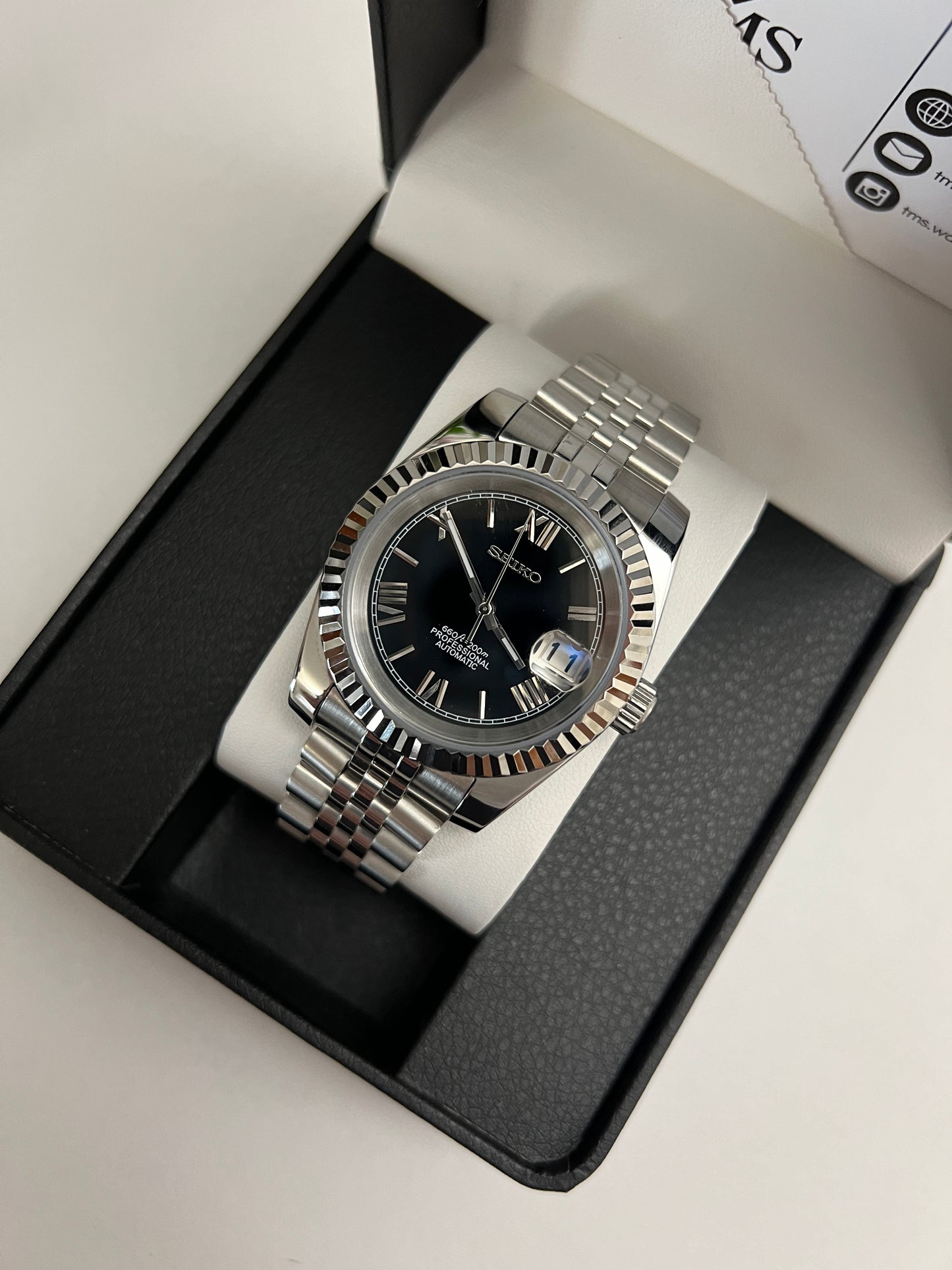 Black Roman Datejust Custom Seiko Mod