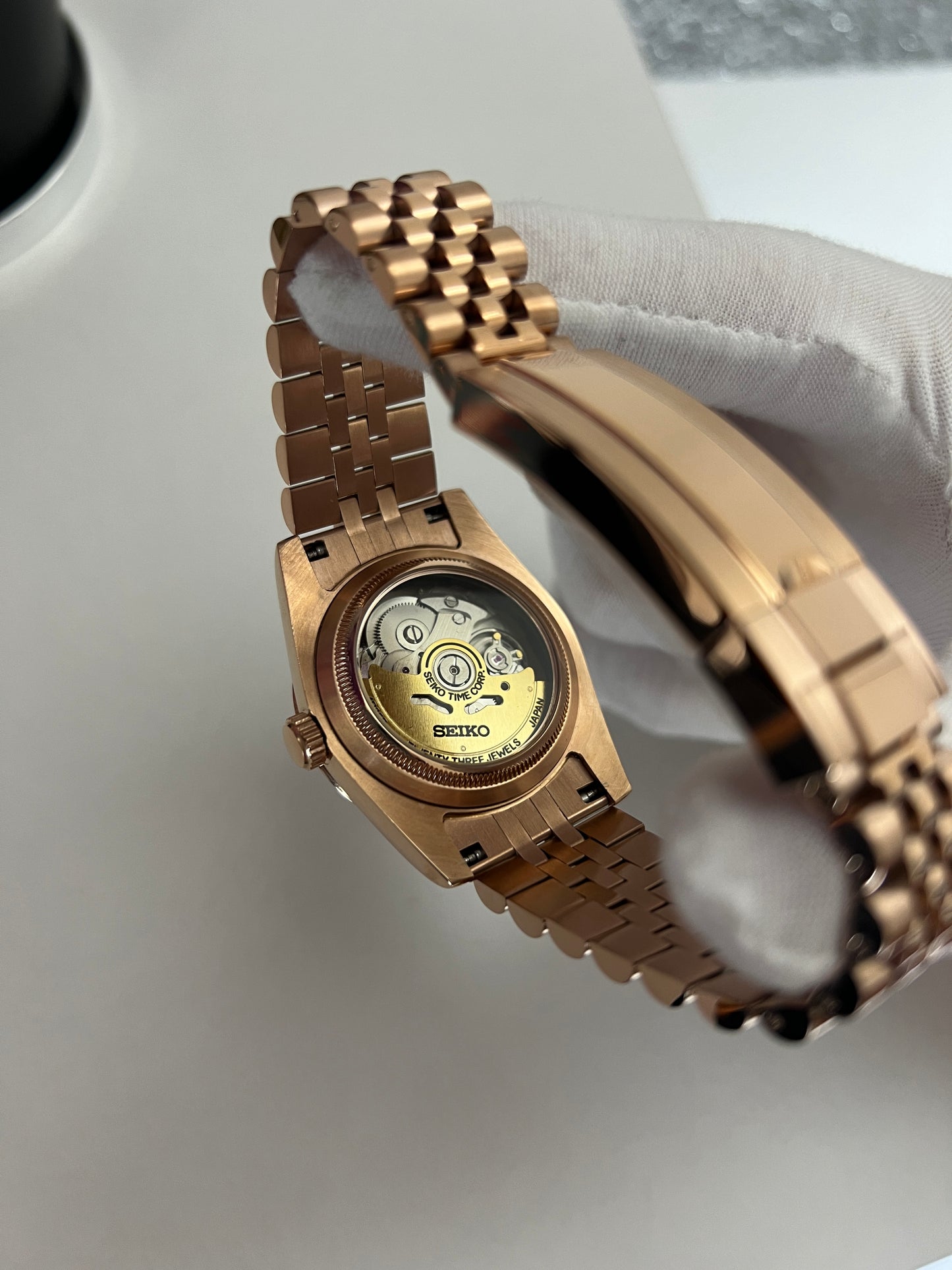 Rose Gold Green Arabic Dateless 36mm Custom Seiko Mod