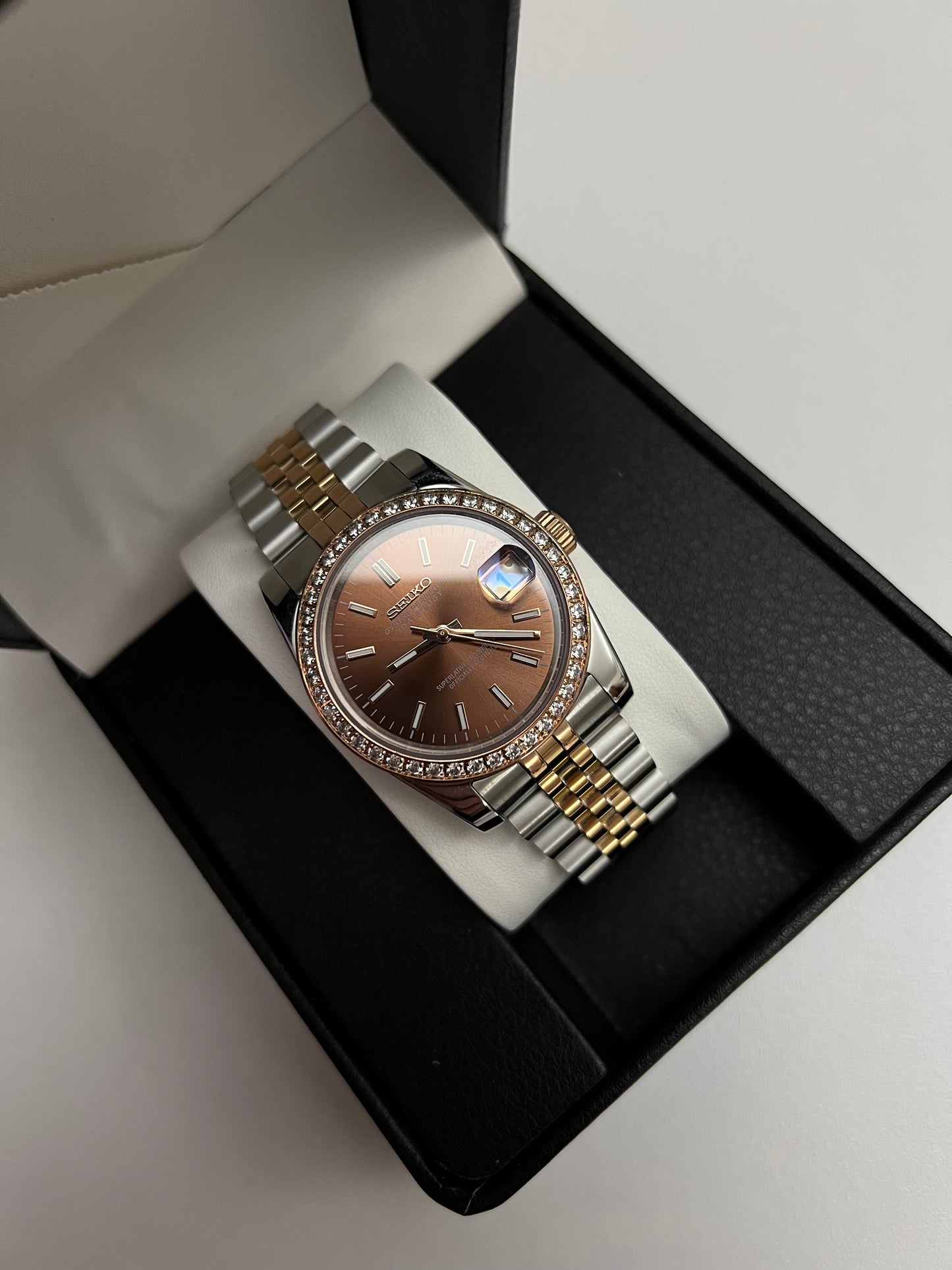 Brown Diamond Datejust Custom Seiko Mod