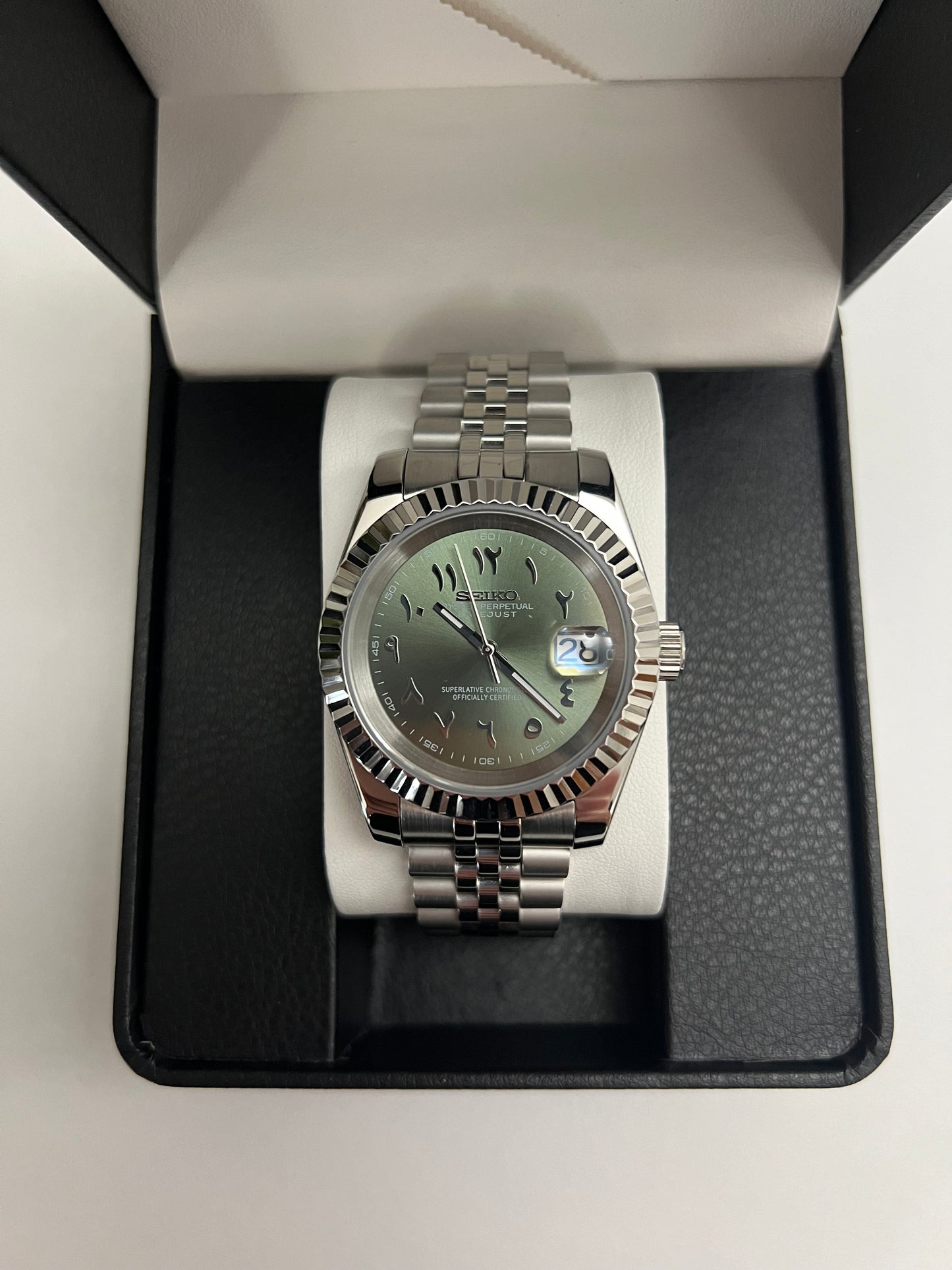 Green Arabic Datejust Custom  Seiko Mod V3