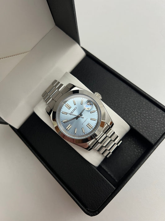 Sky Blue Sunburst Datejust Custom Seiko Mod