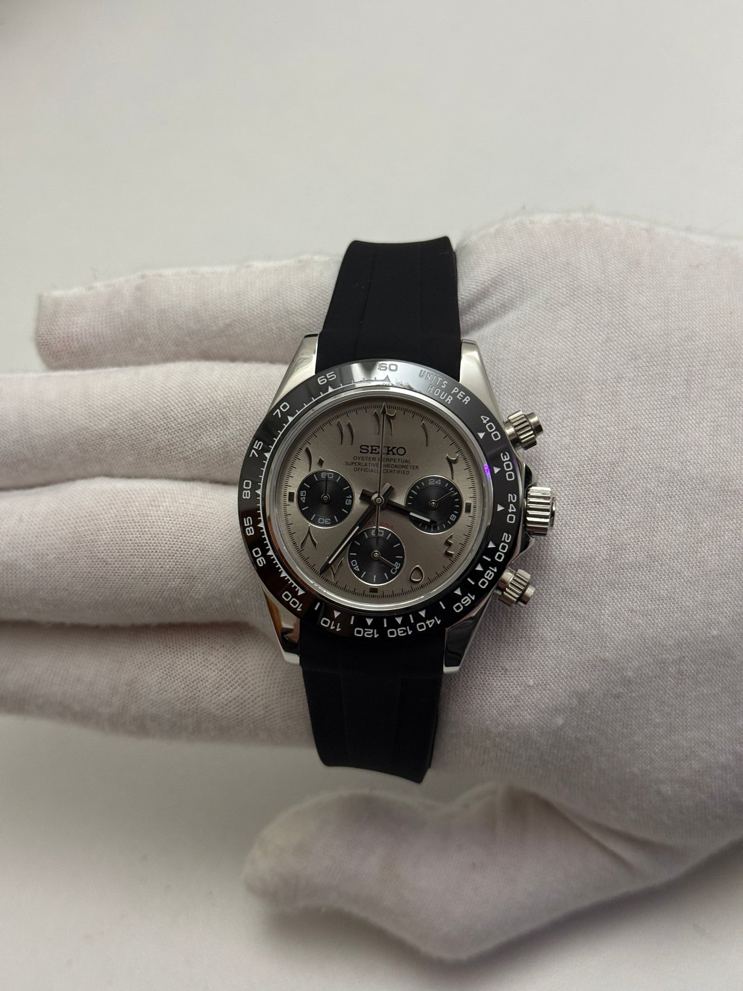 Grey Arabic Seiko Daytona Custom Mod (VK63)