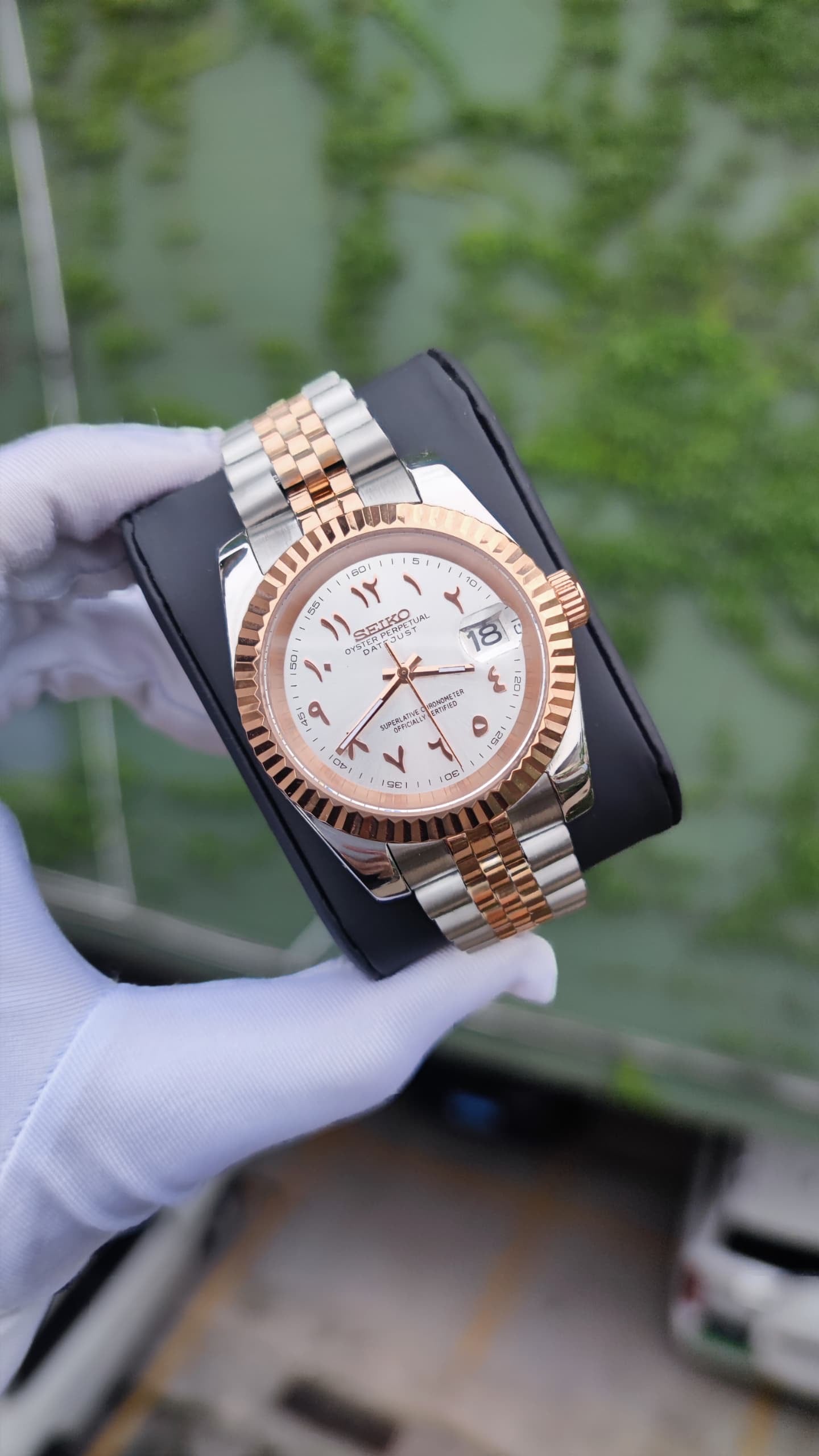 Two Tone Rose Gold Arabic Custom Seiko Mod
