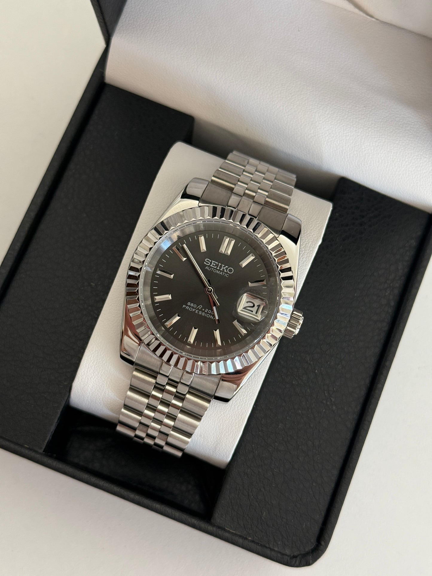 Grey Sunburst V3 Datejust Custom Seiko Mod