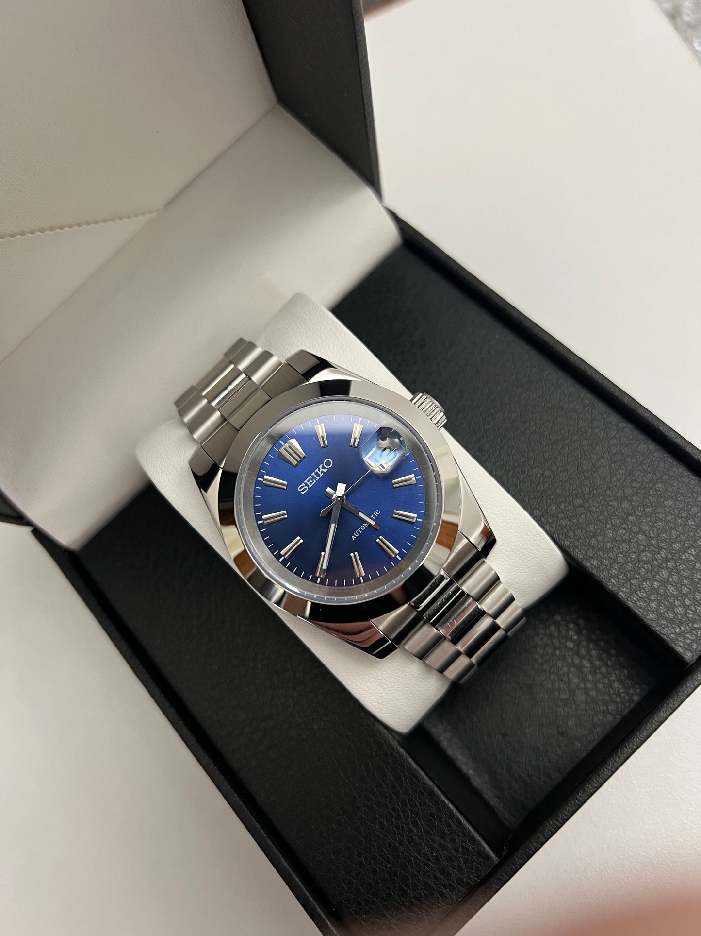 Blue Sunburst Datejust Custom Seiko Mod