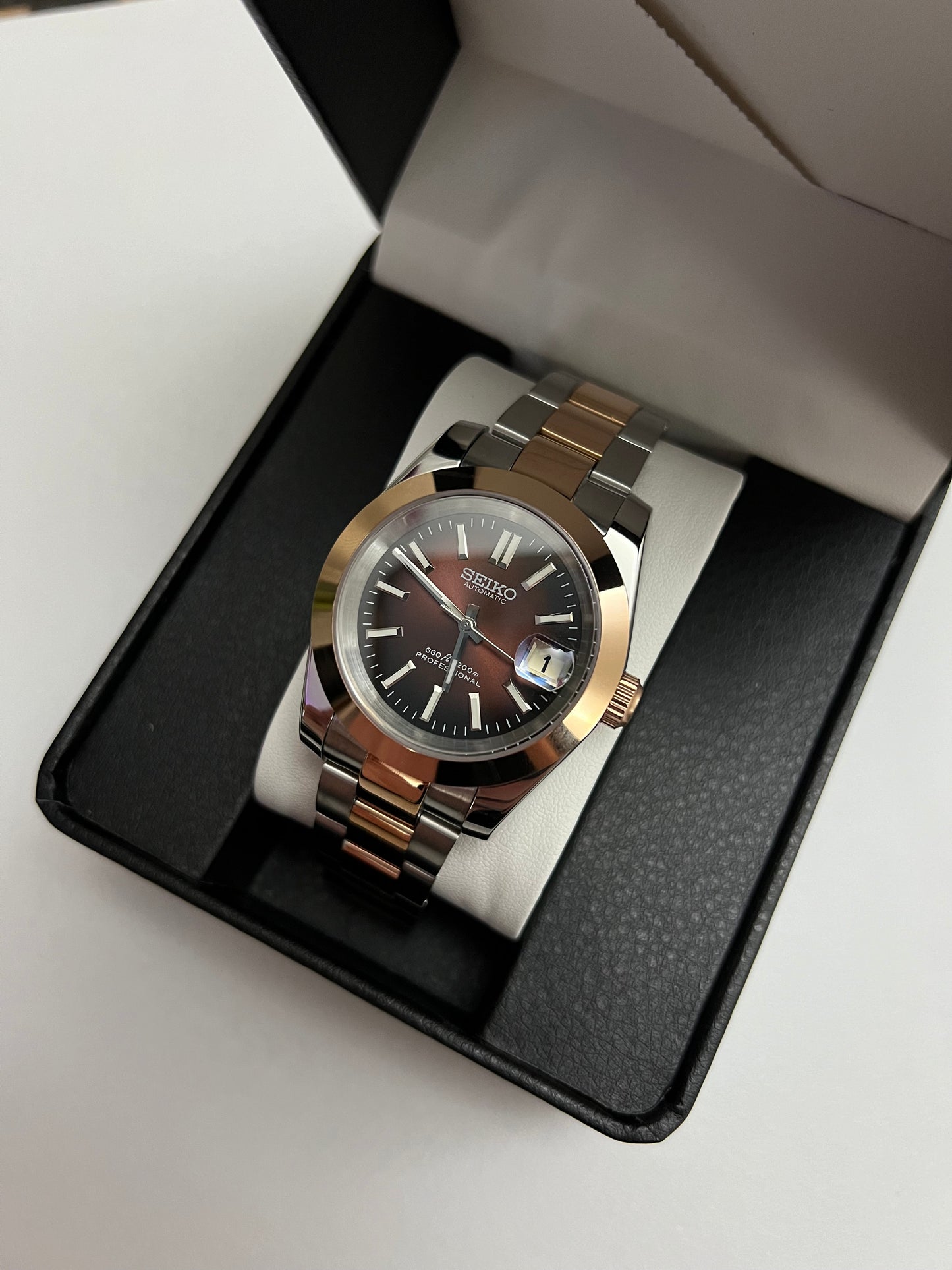 Rose Gold Chocolate Datejust Custom Seiko Mod