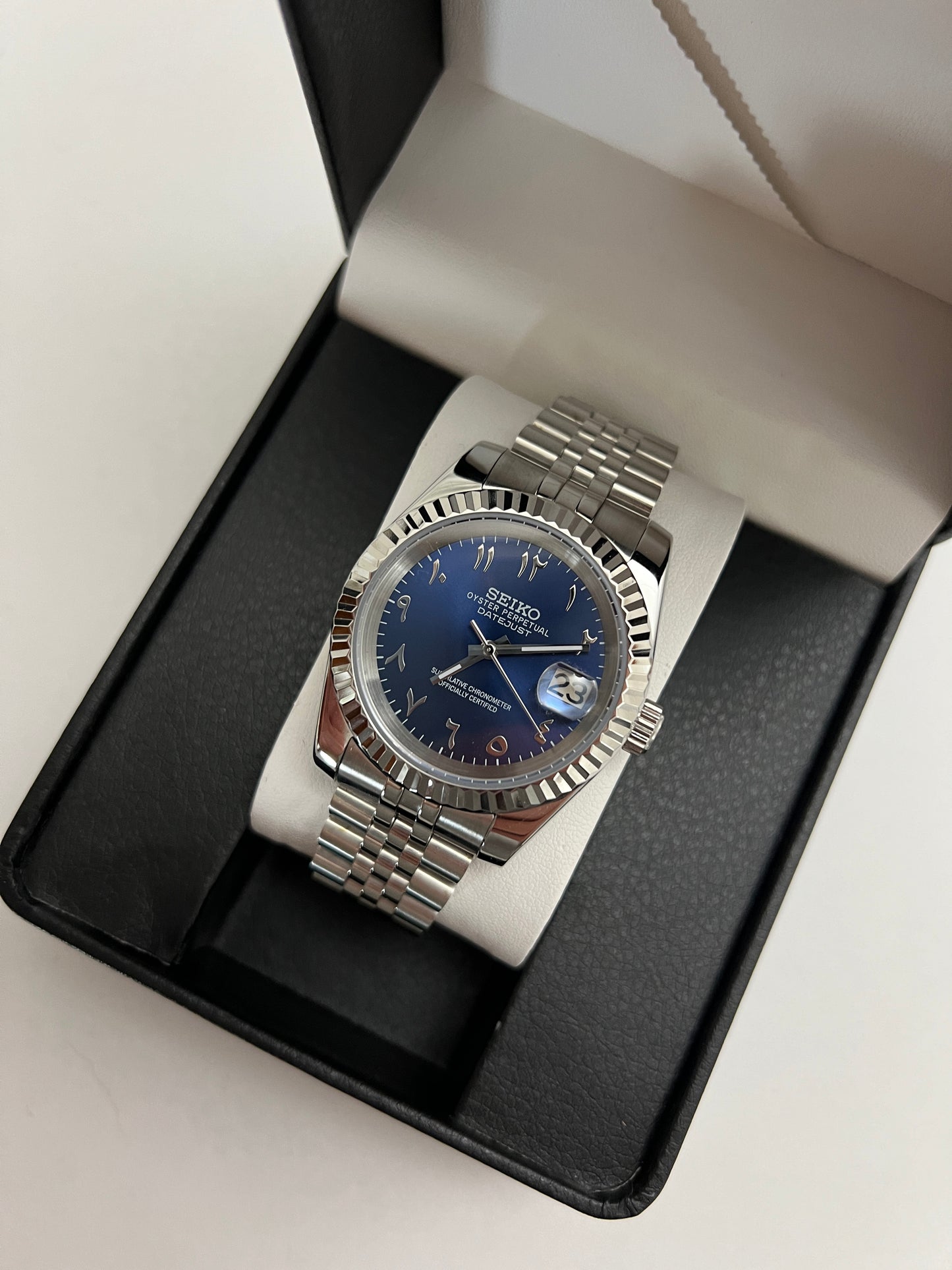 Blue Arabic V2 Datejust Custom Seiko Mod