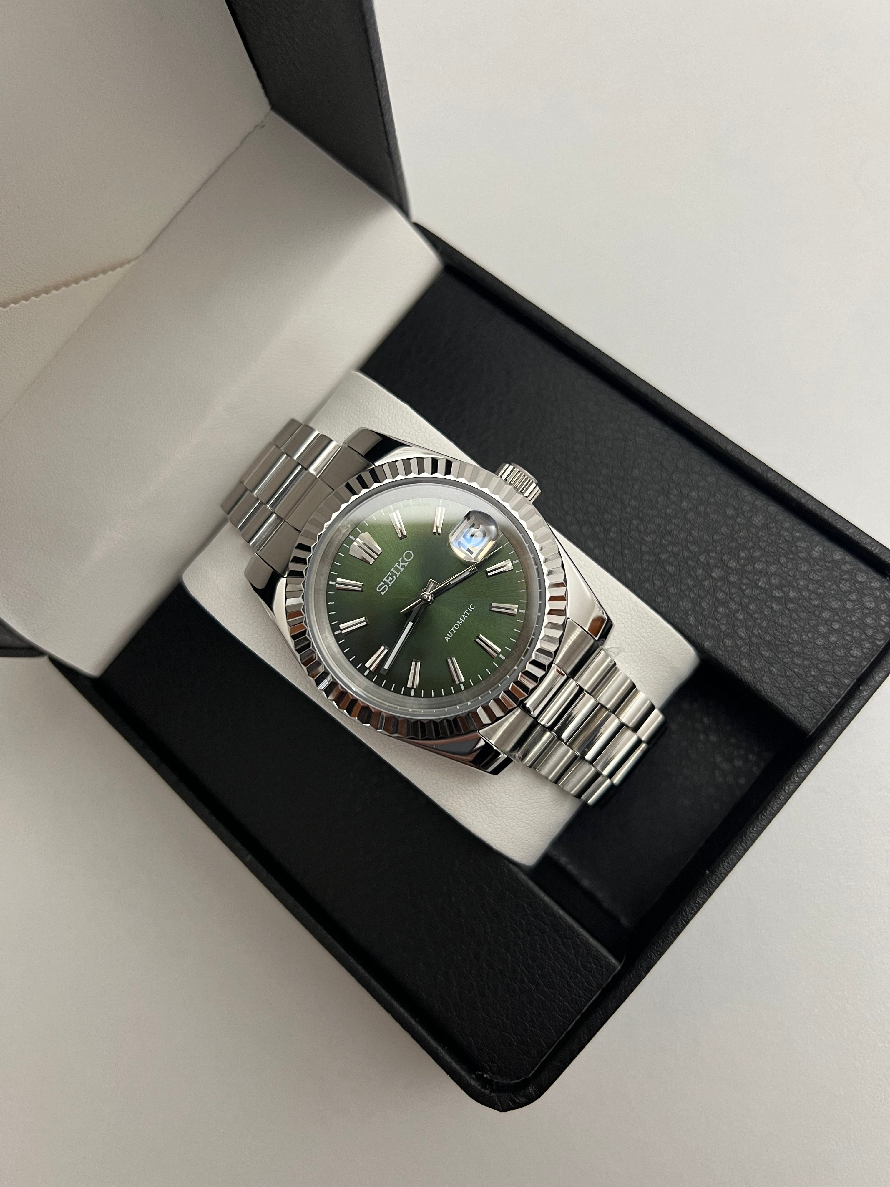 Olive Sunburst Datejust Custom Seiko Mod TMS Watches olive-sunburst-datejust-custom-seiko-mod-tms-watches