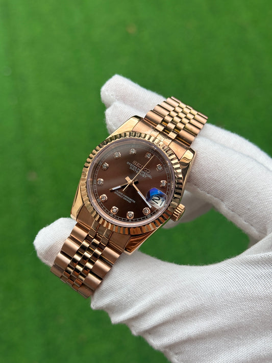 Chocolate Diamond Datejust Seiko Custom Mod