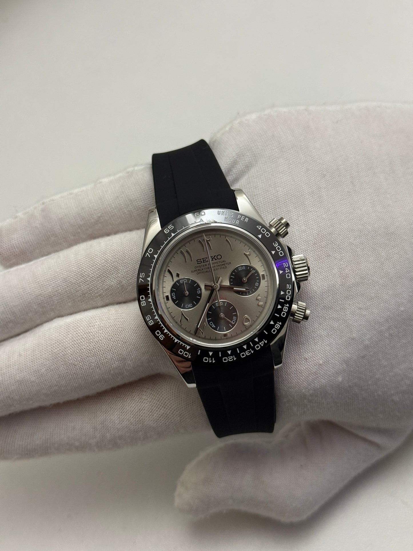 Grey Arabic Seiko Daytona Custom Mod (VK63)