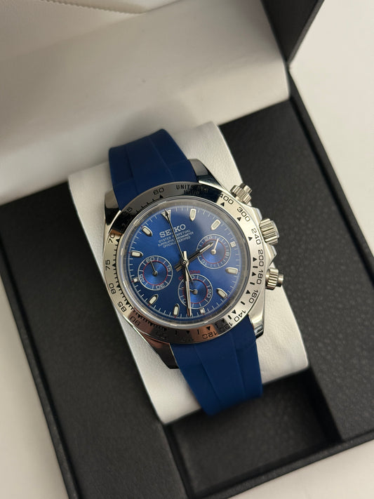 Blue Seiko Daytona Rubber Strap Custom Mod (VK63)