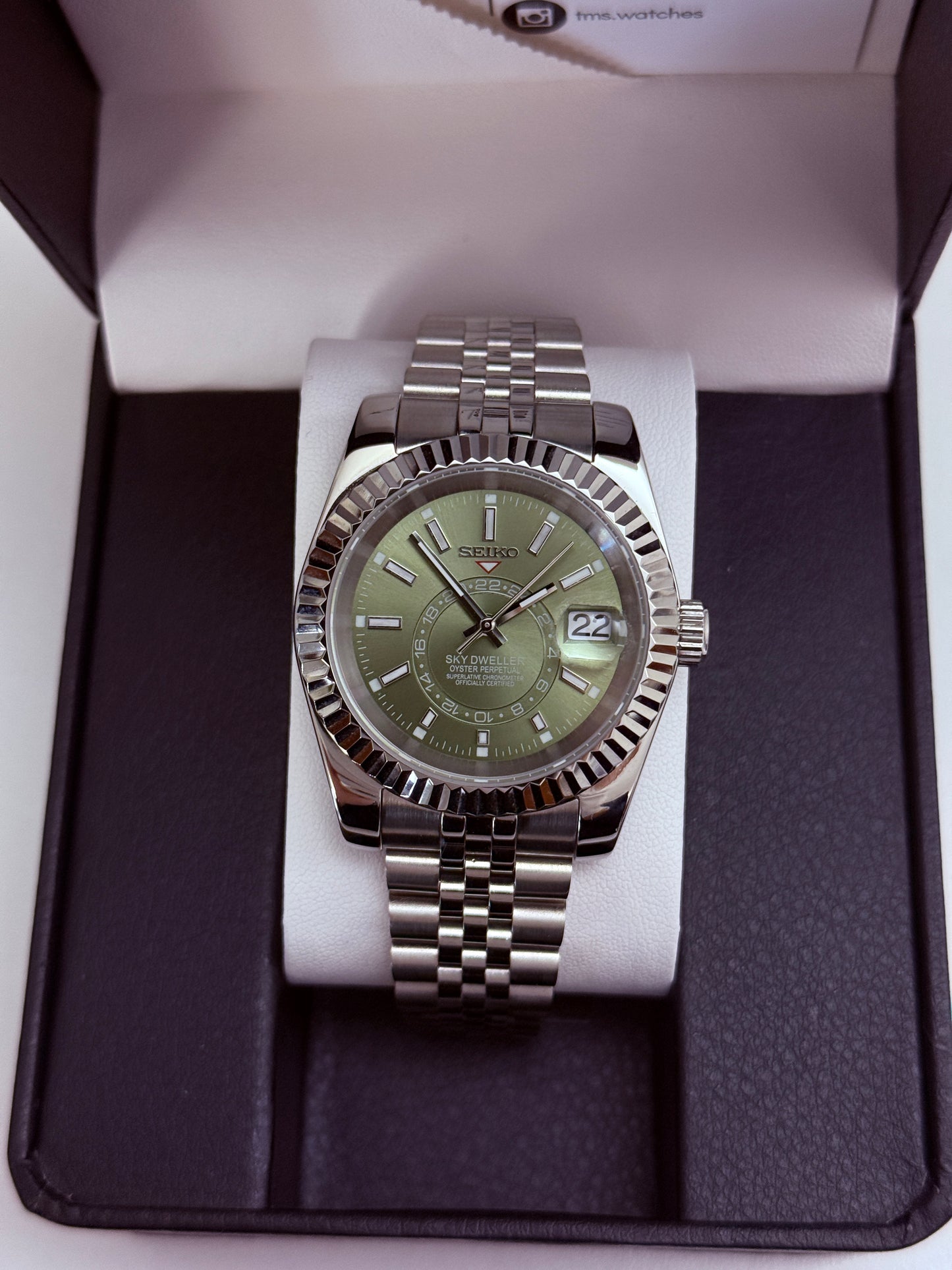 Green Sky Dweller DateJust Custom Seiko Mod